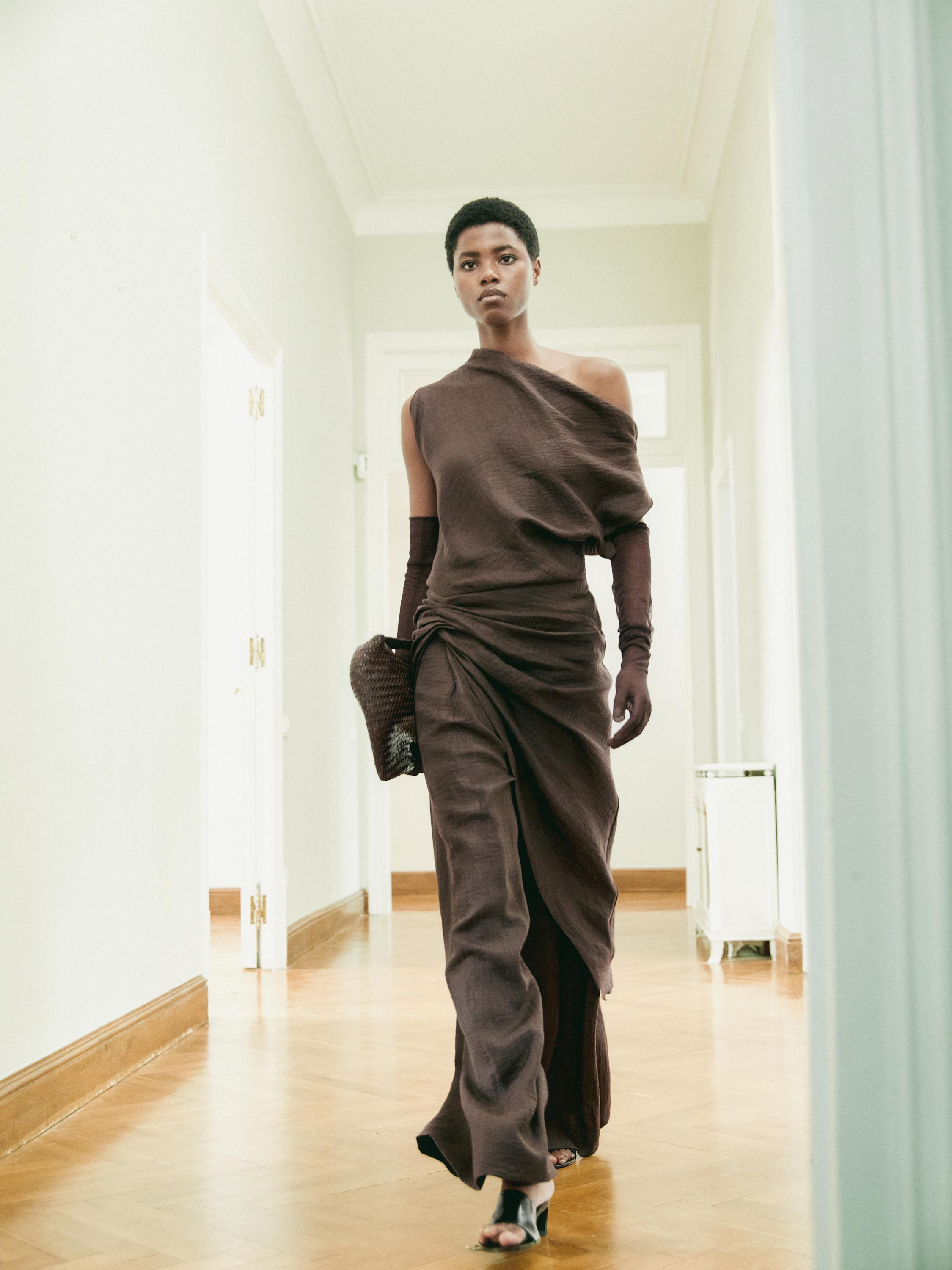 Draped neck top with gathered detail - STUDIO