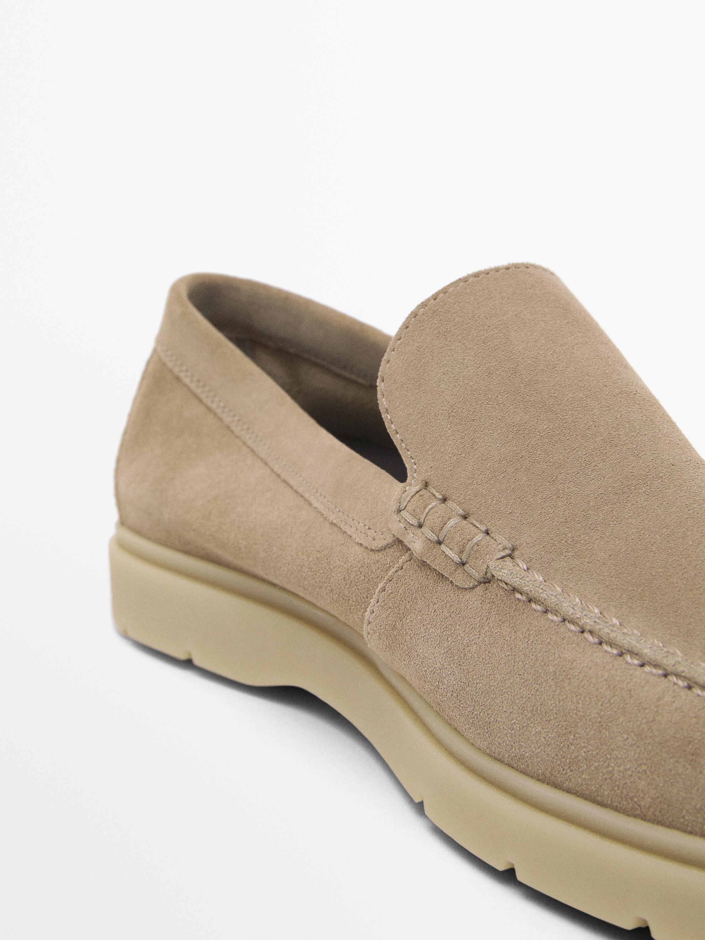 Split suede leather loafers