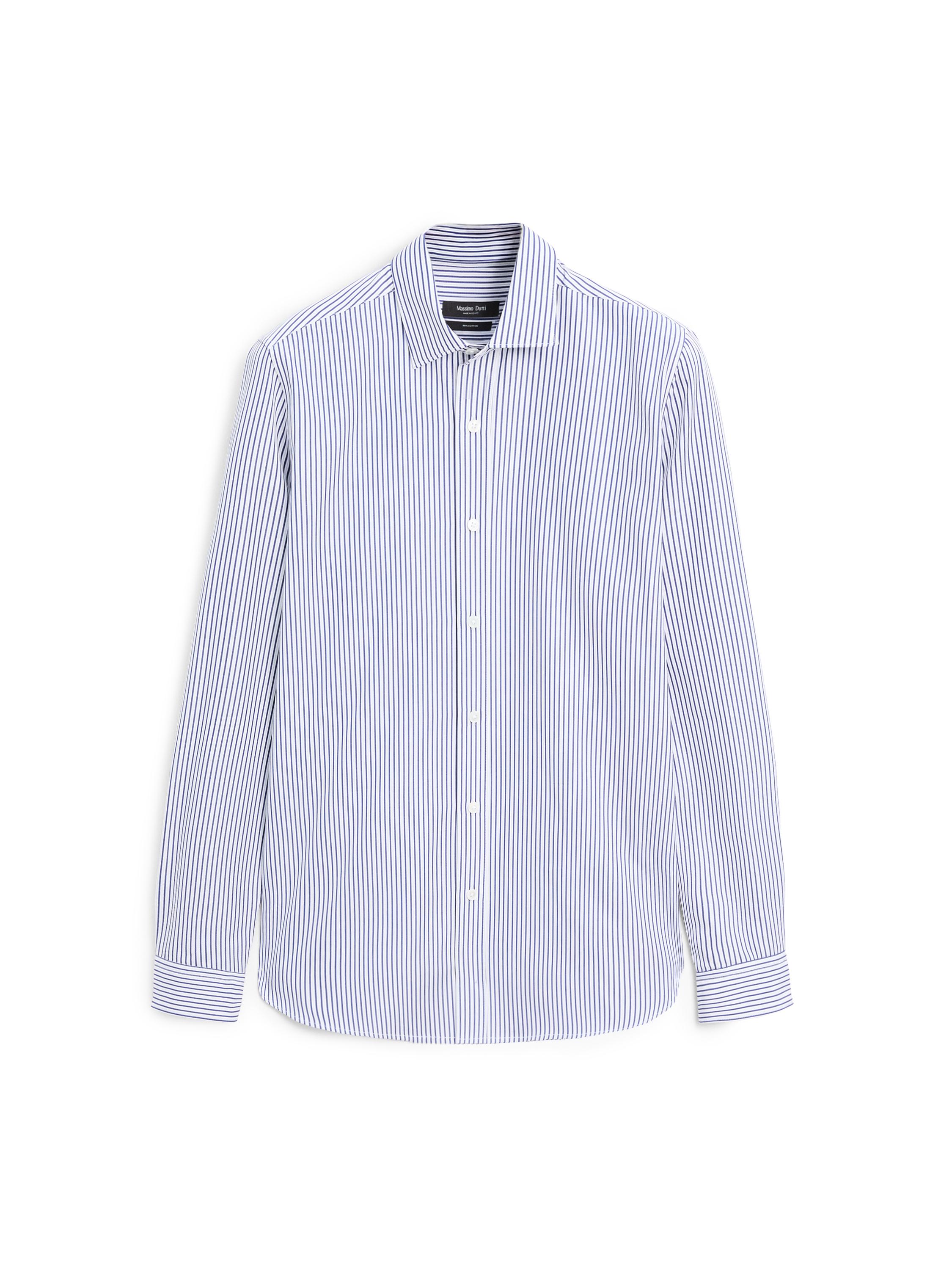 Regular fit striped 100% cotton shirt — DEEP BLUE