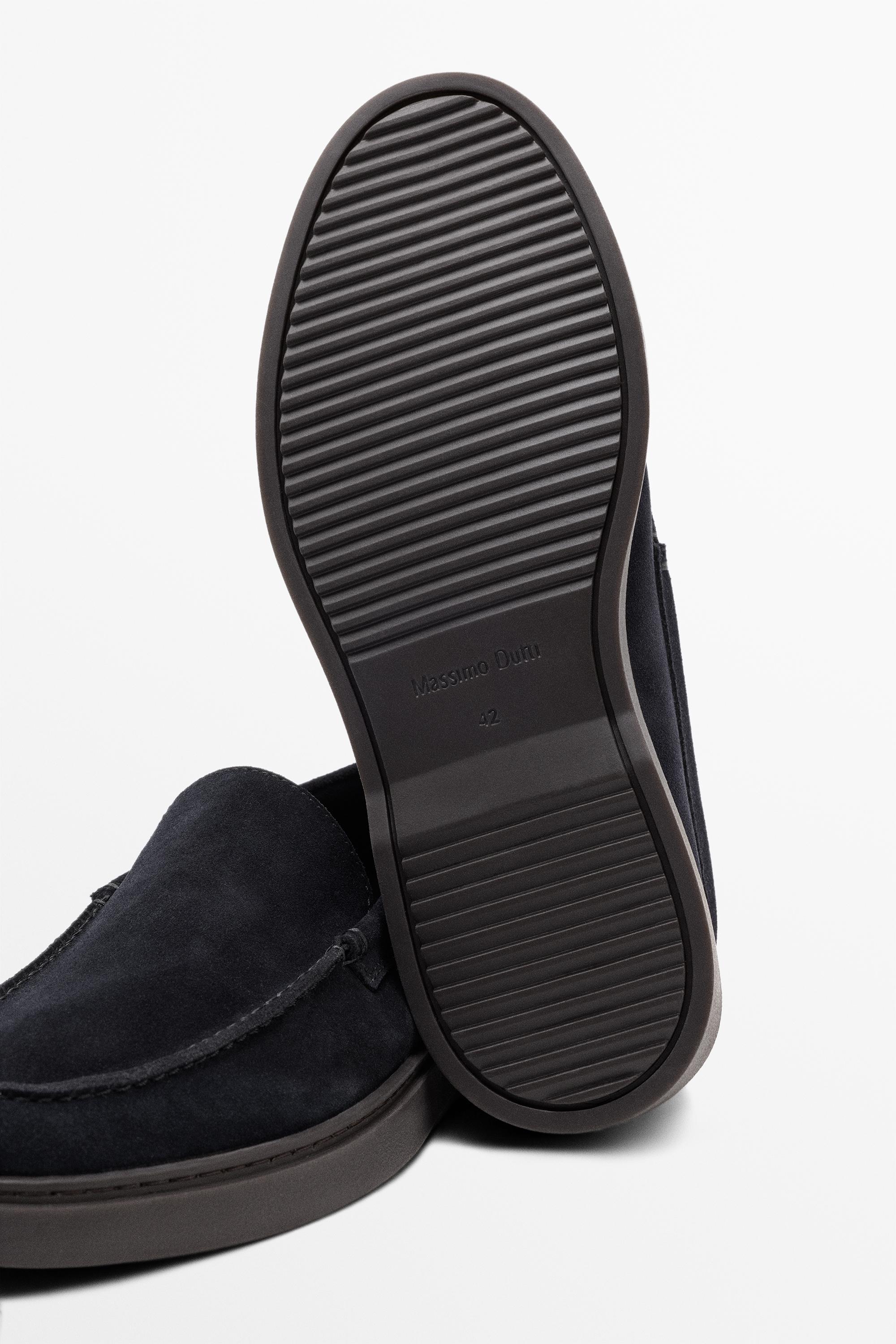 Split suede leather loafer — Dark blue