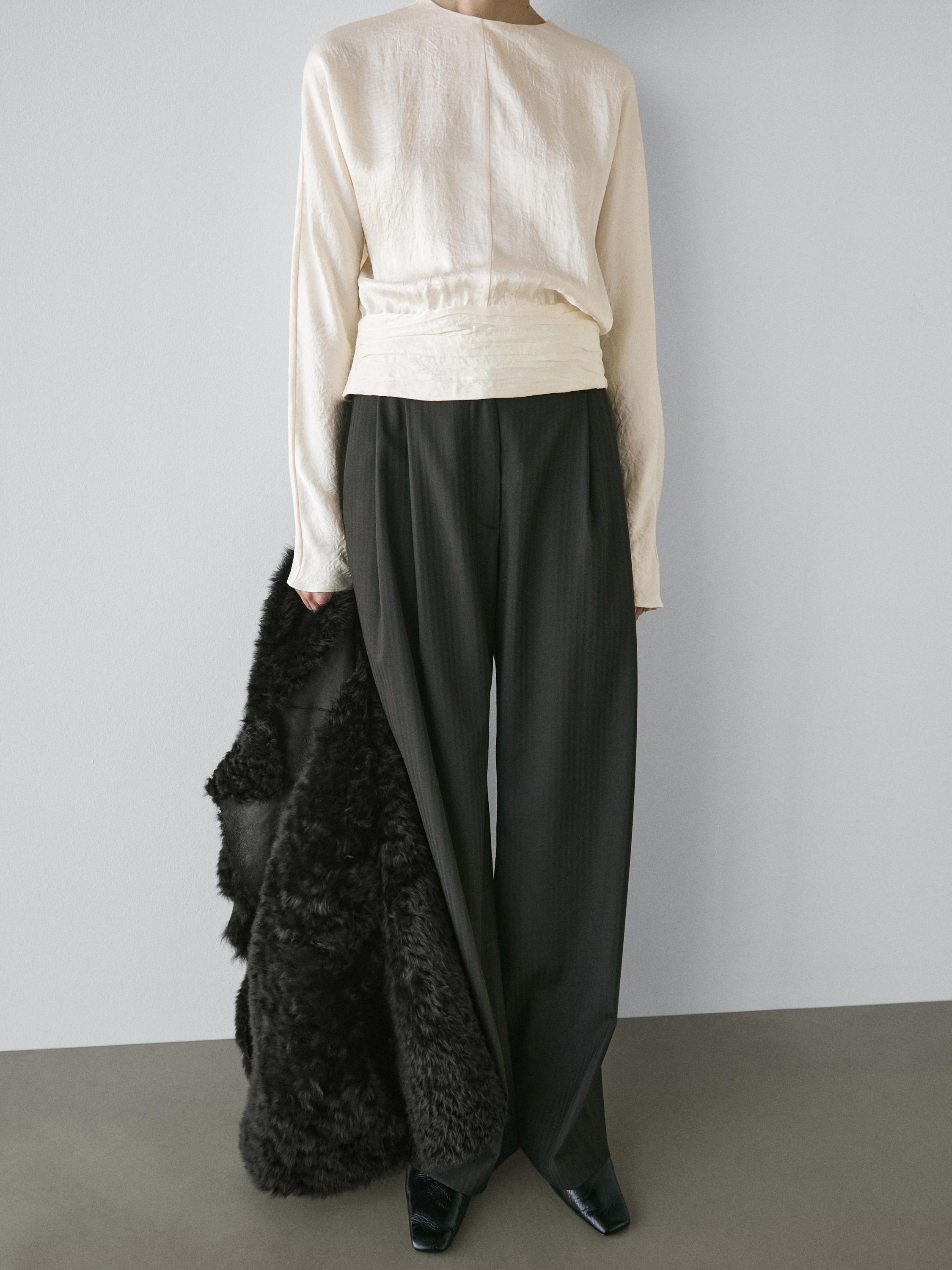 Striped trousers with darts - STUDIO — BLACK