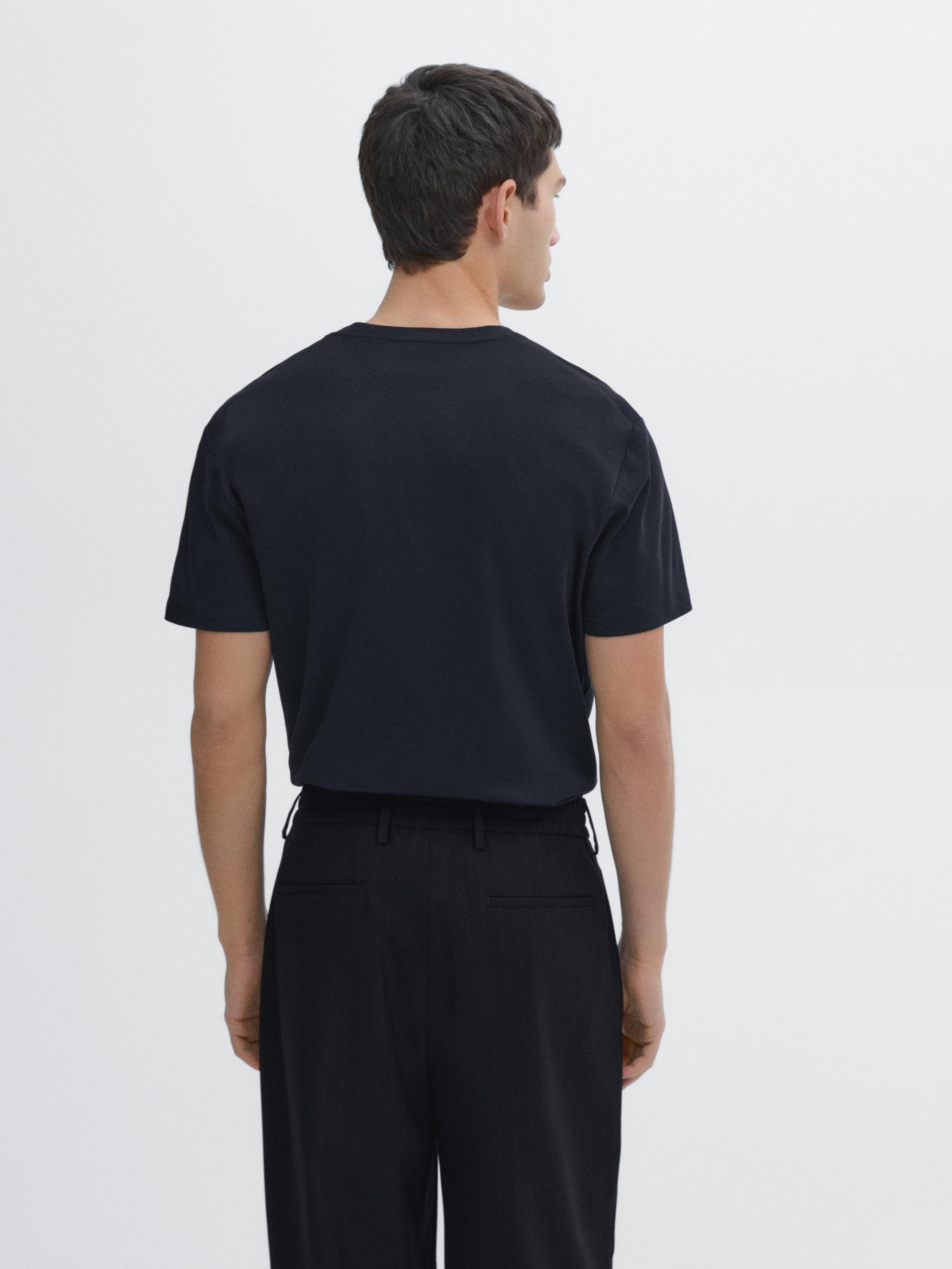 100% mercerised cotton T-shirt — NAVY BLUE