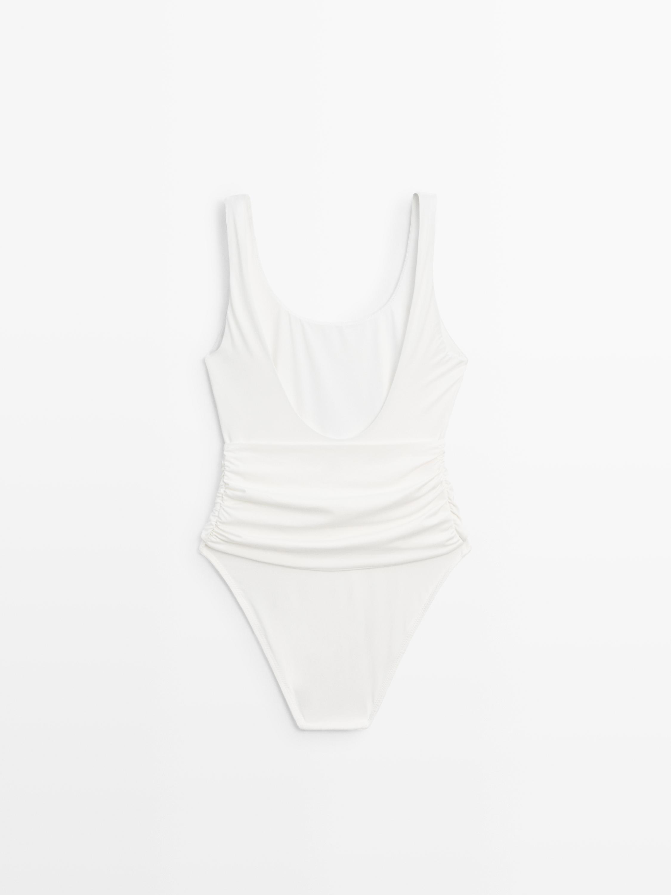 Swimsuit with rhinestone detail — Off white