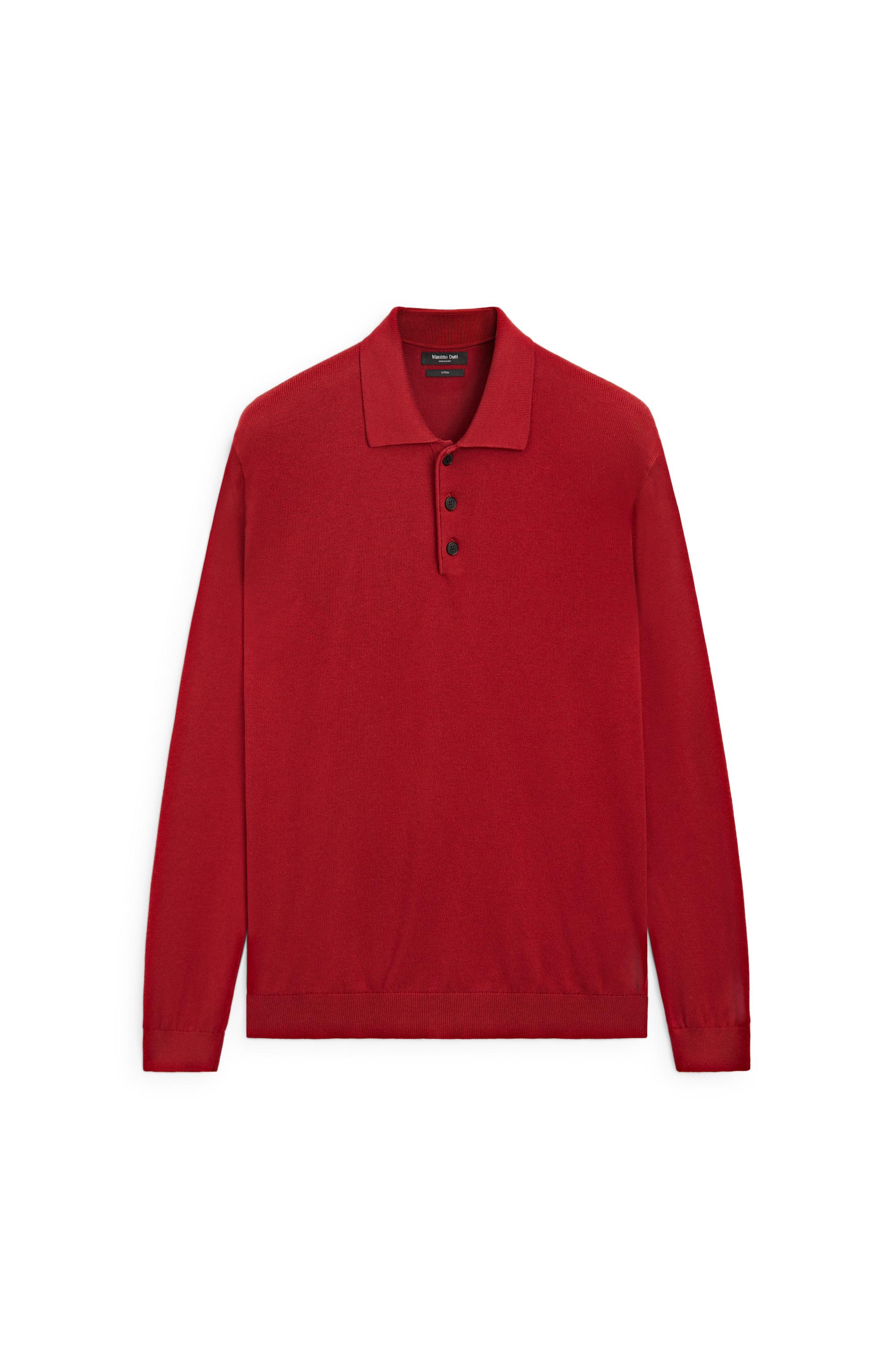 100% cotton knit polo sweater — RED