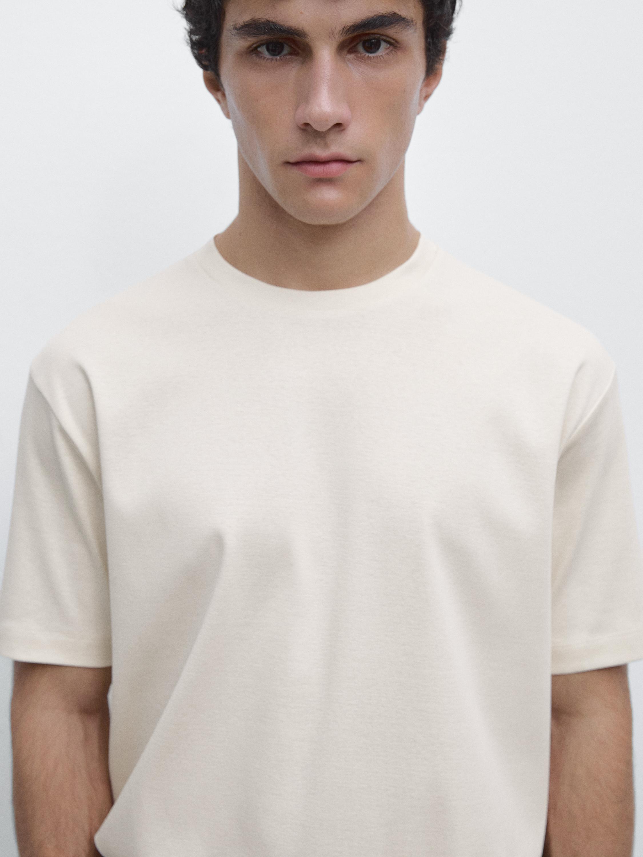 100% mercerised cotton T-shirt — CREAM
