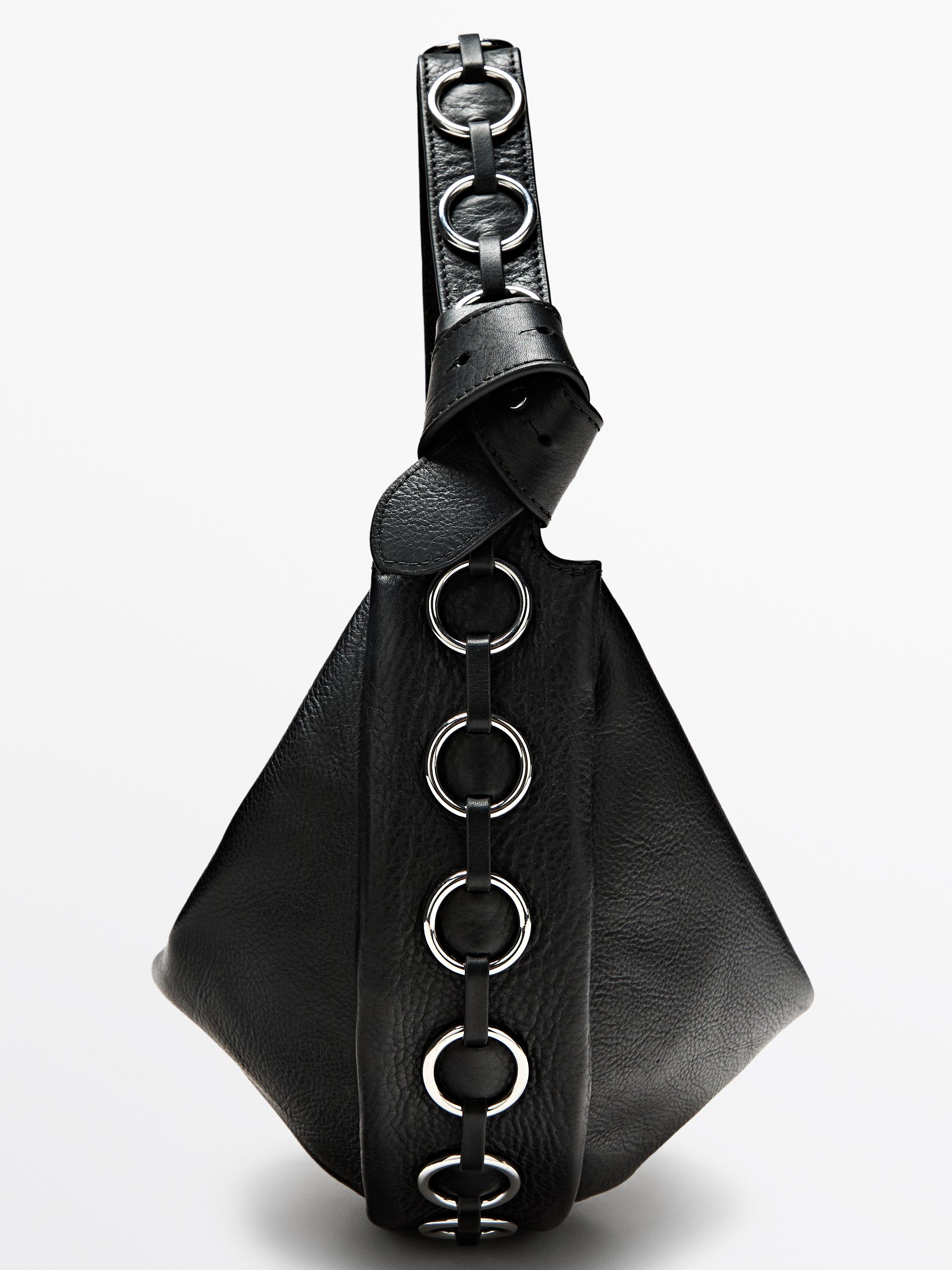 Nappa leather bag with eyelets — BLACK (alternate view)