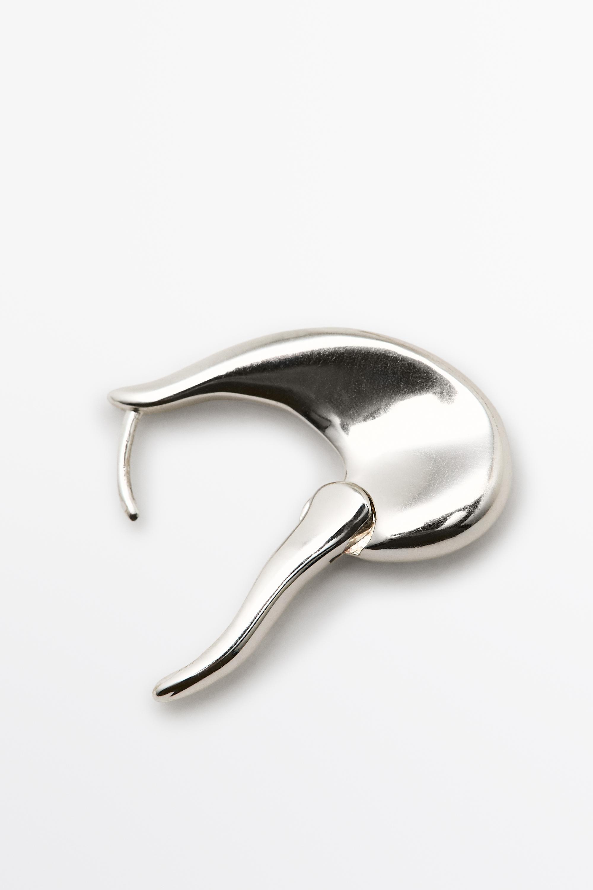 Fluid lines hoop earrings — SILVER
