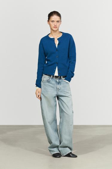 100% Wool Short Knit Cardigan — BLUE 8