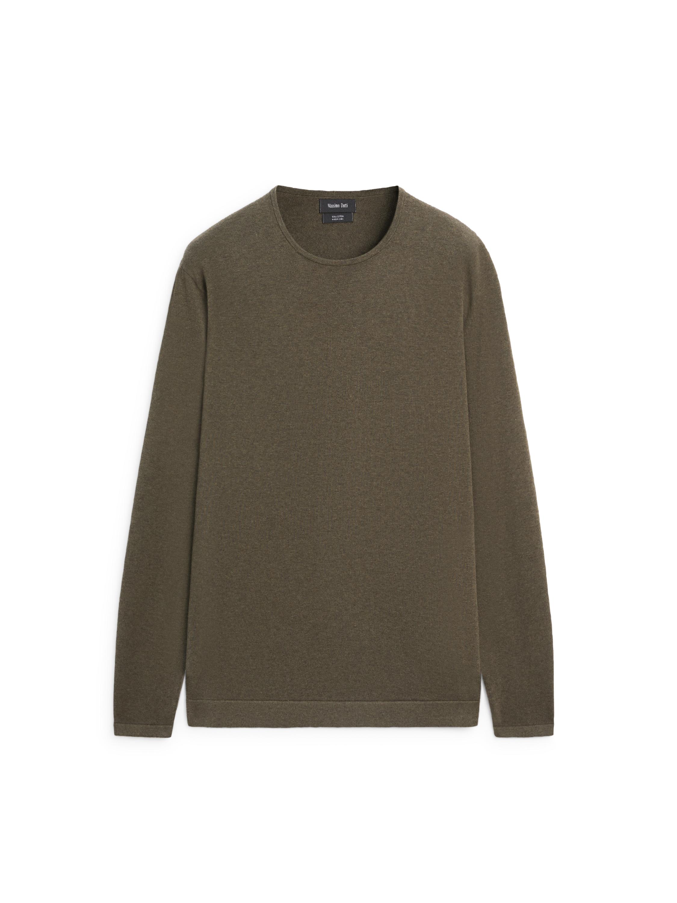 Knit 100% cotton crew neck sweater — GREEN