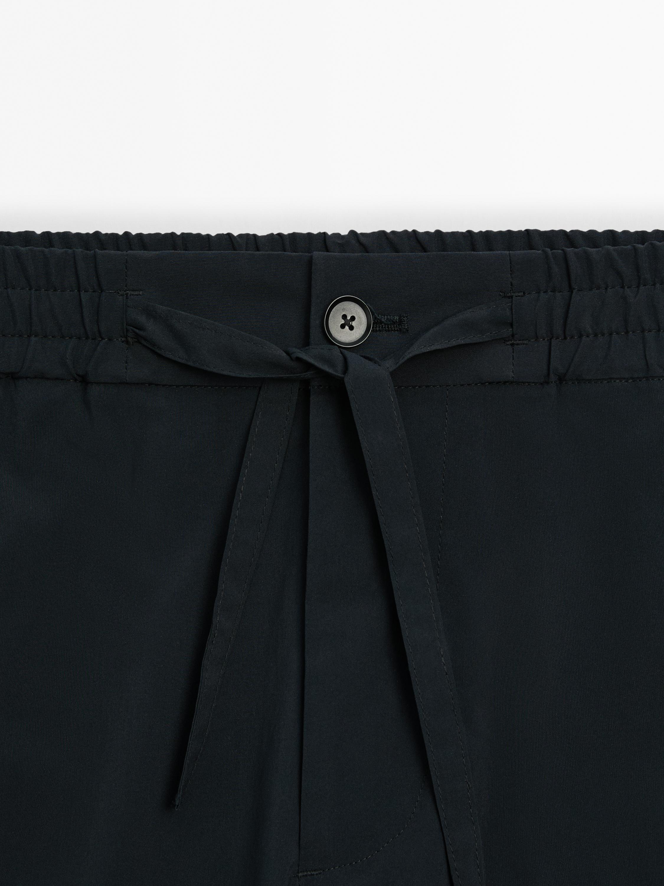 Regular fit technical fabric trousers