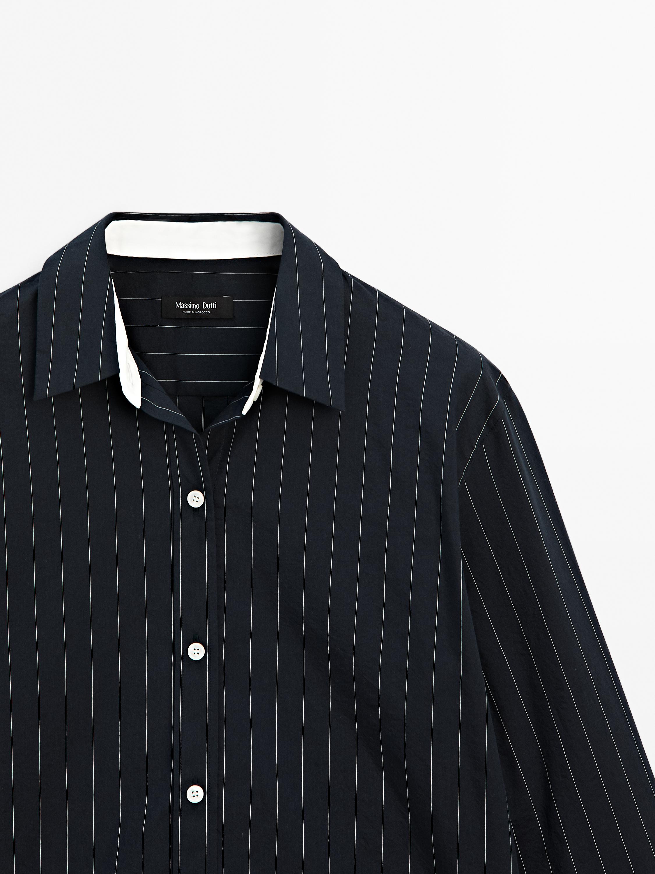 Striped shirt with contrast detail