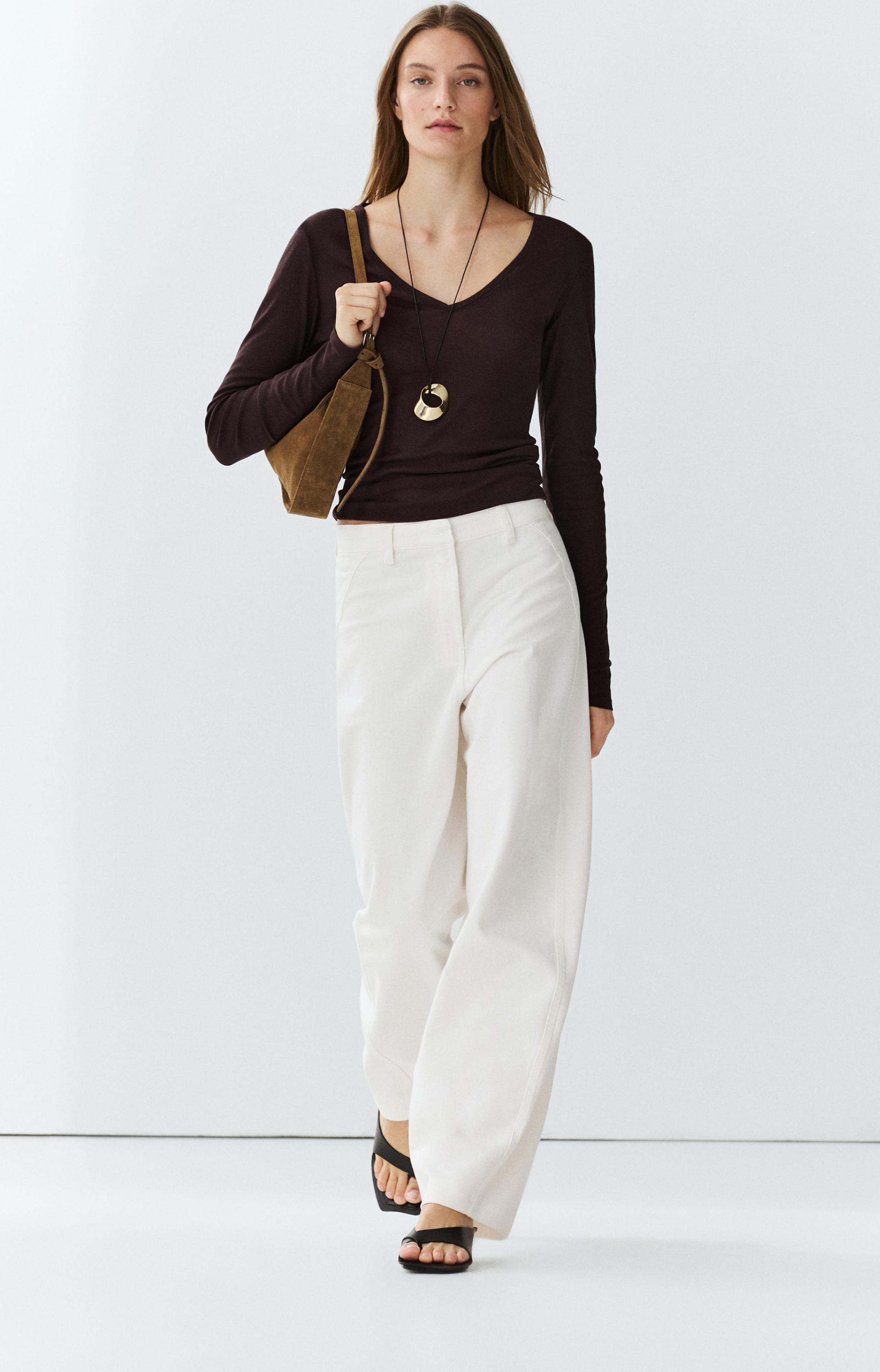 100% cotton barrel-fit pants — Off white