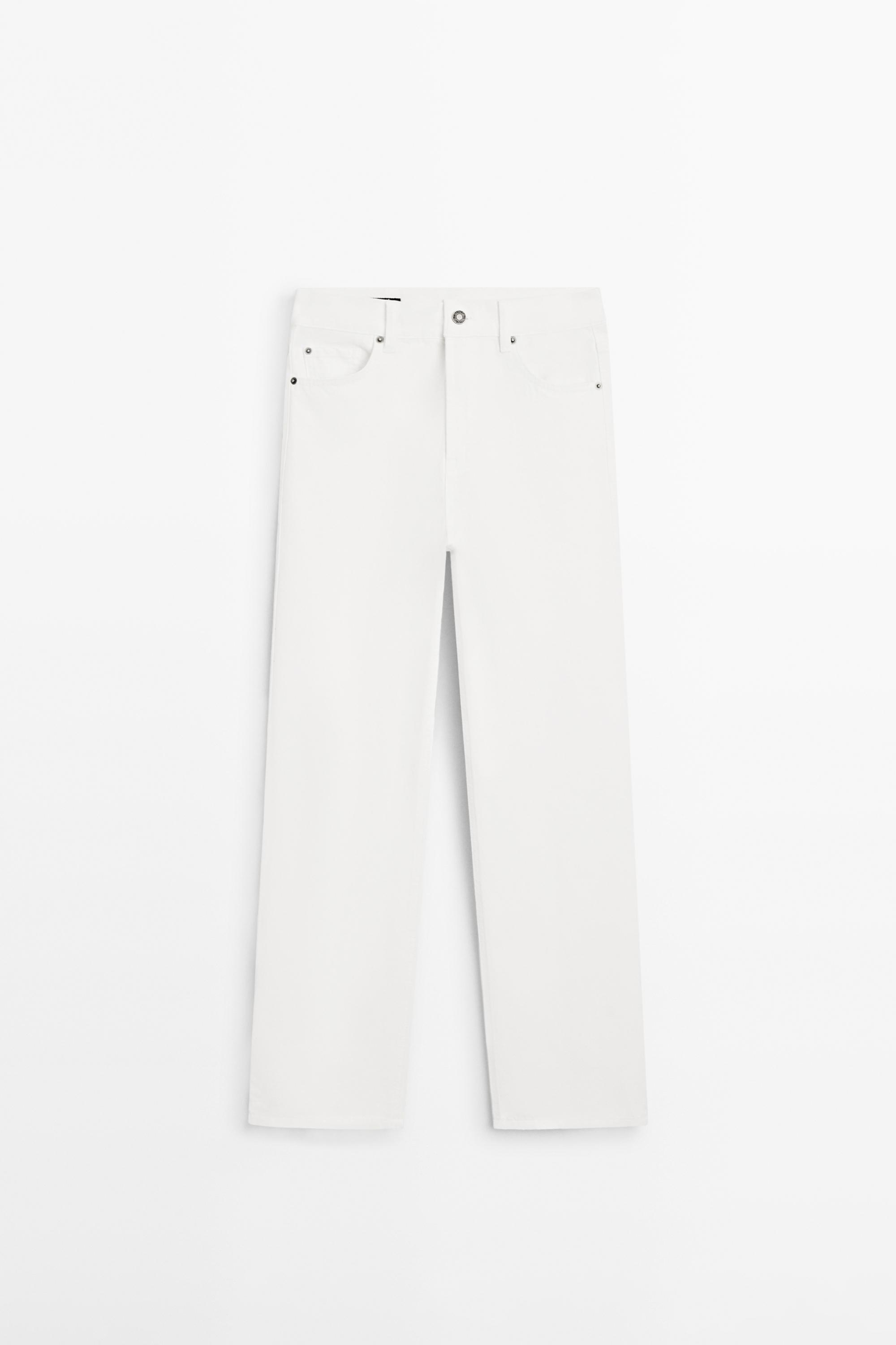 Straight-leg high-waist jeans — Off white