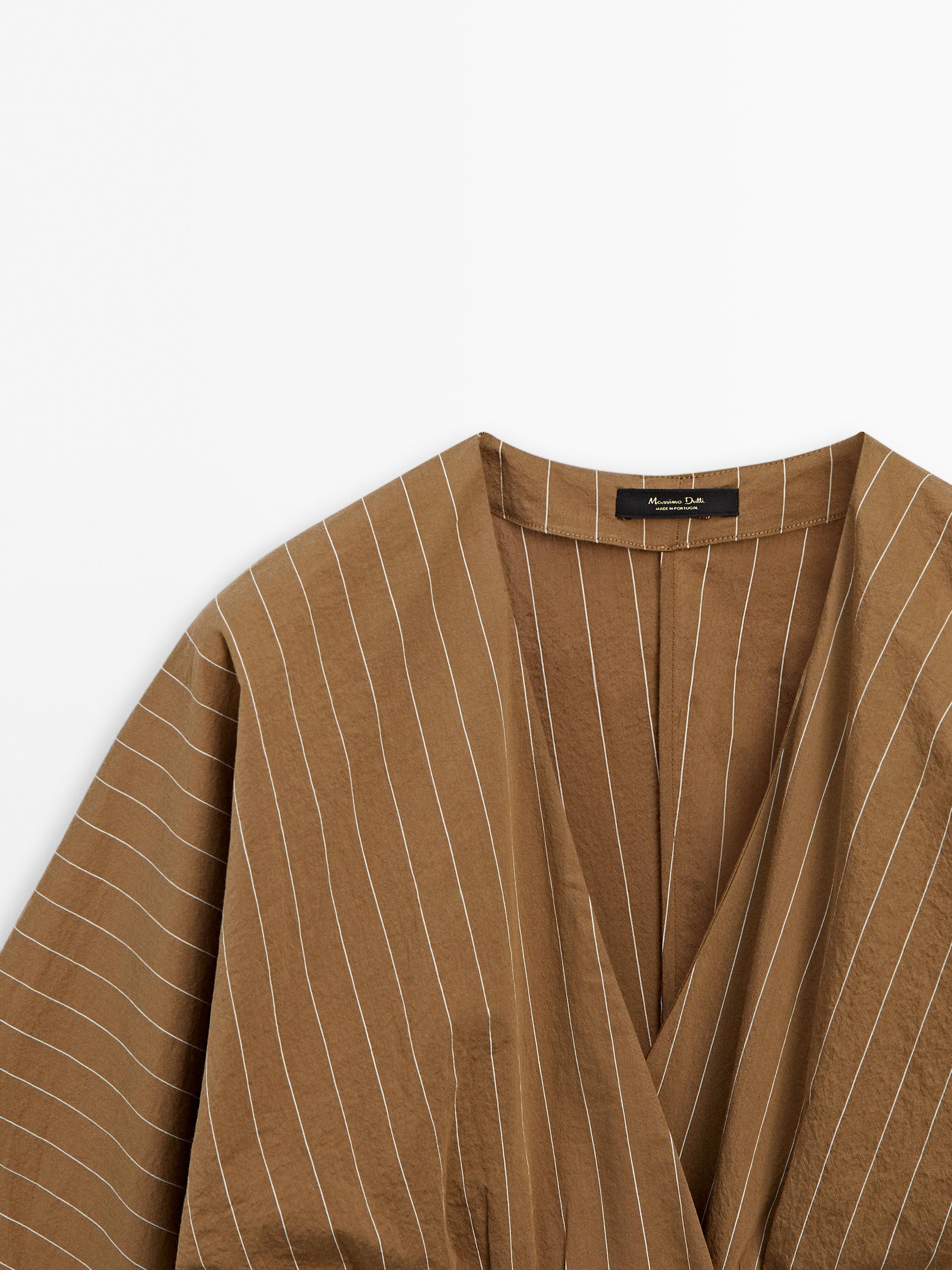 Stripe print poplin dress