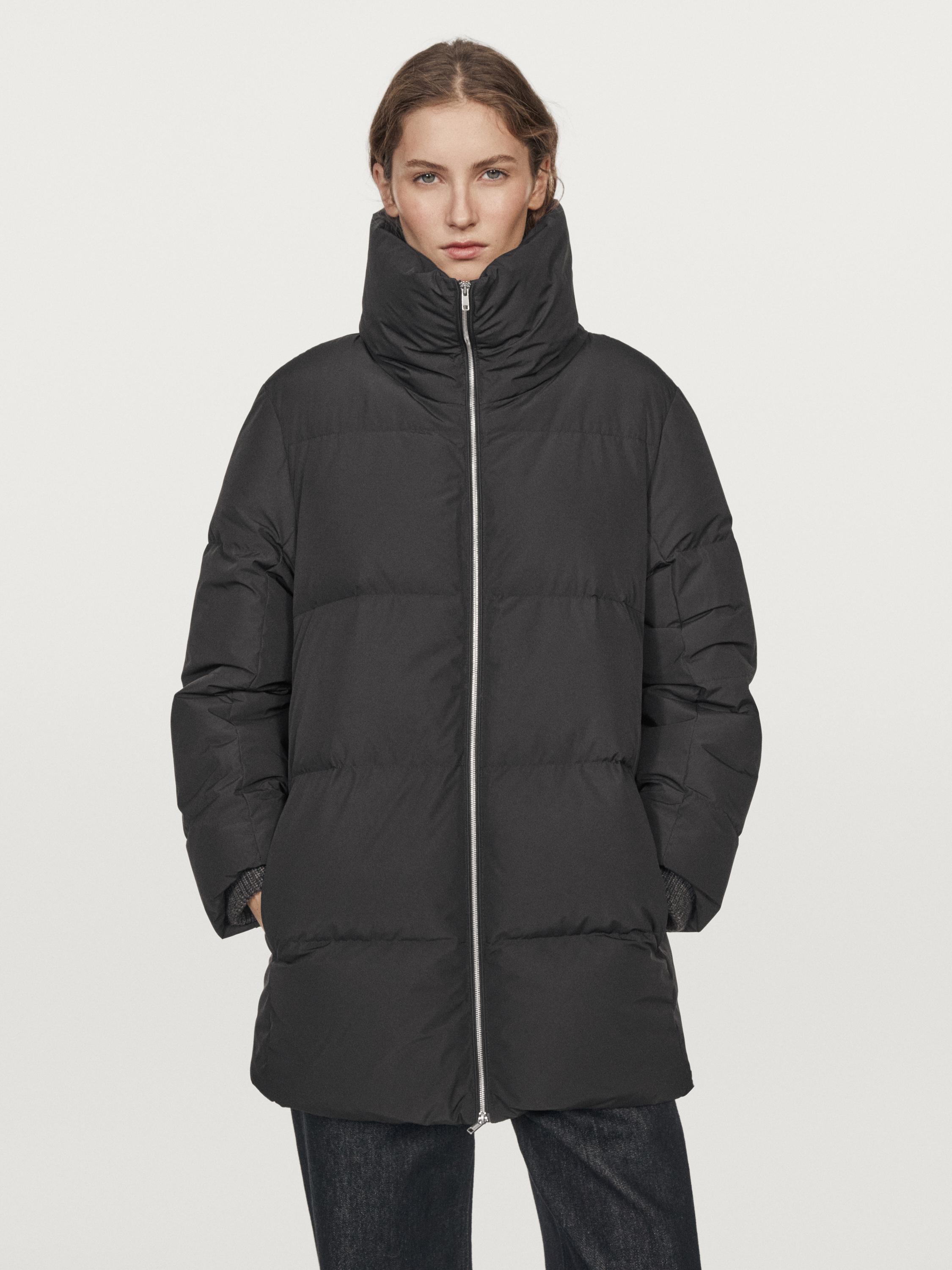 Water-repellent puffer jacket — BLACK