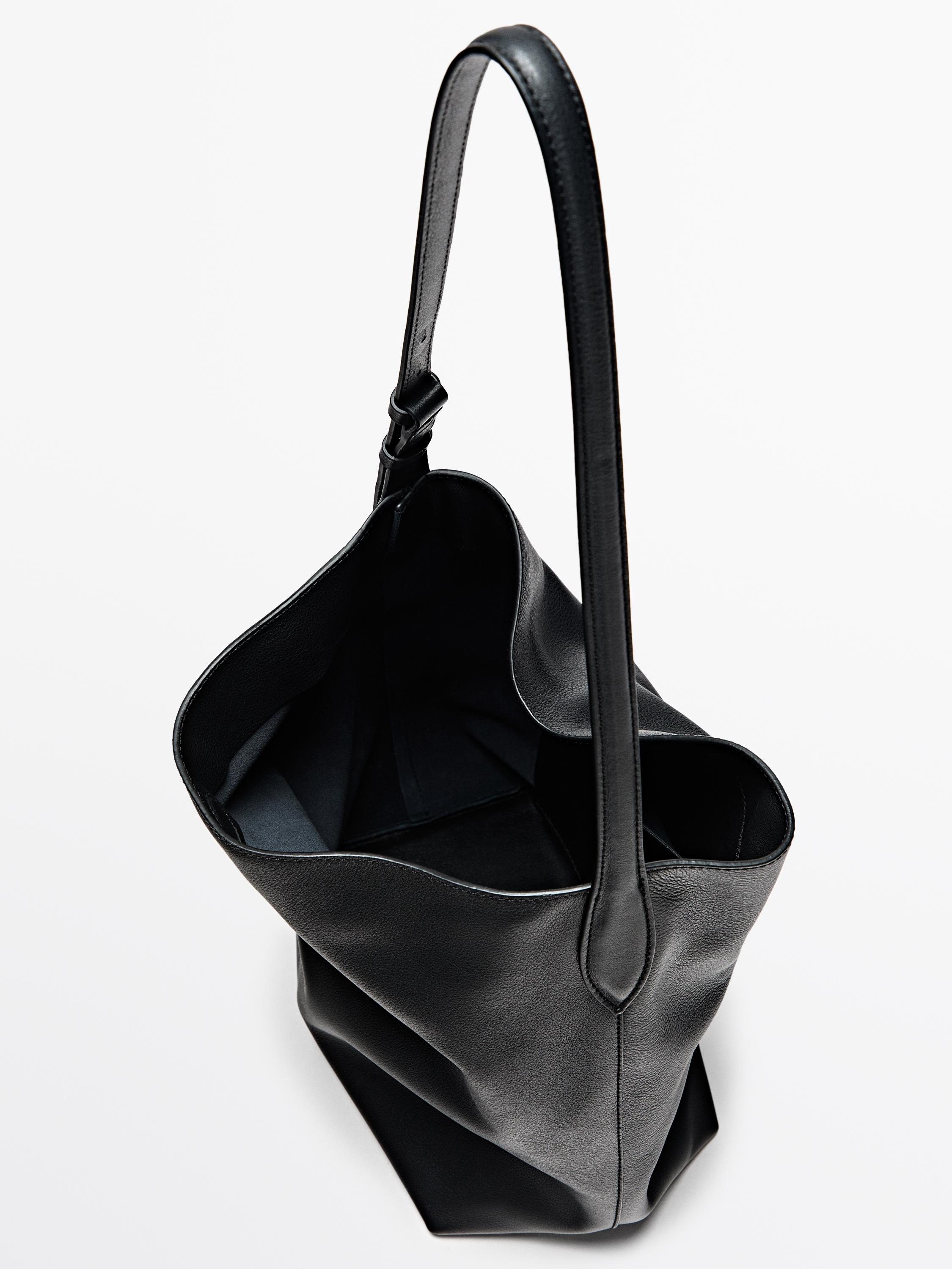 Nappa leather bucket bag — BLACK