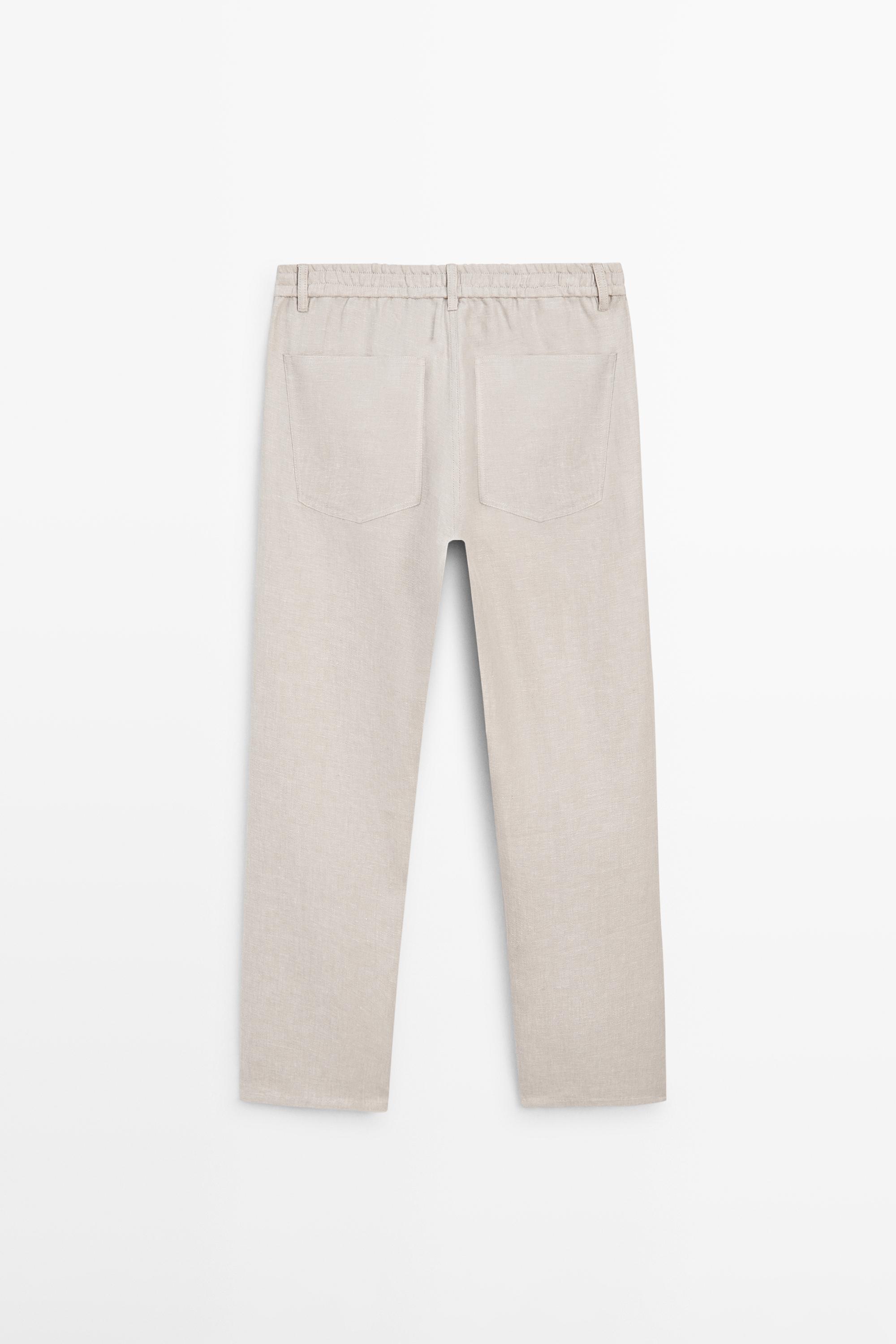 Wide-leg linen trousers — SAND