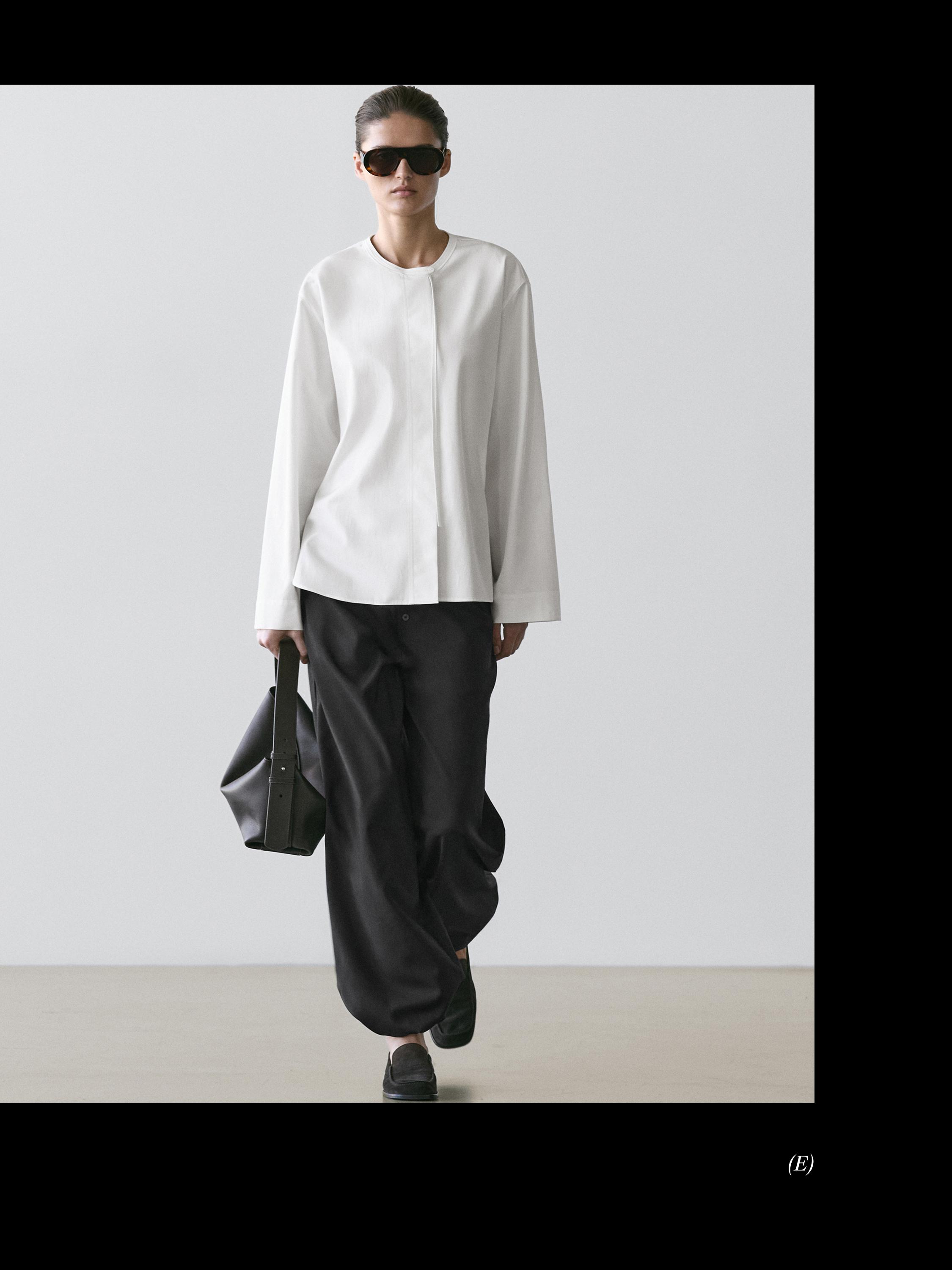 Wool sarouel trousers with tie detail — BLACK