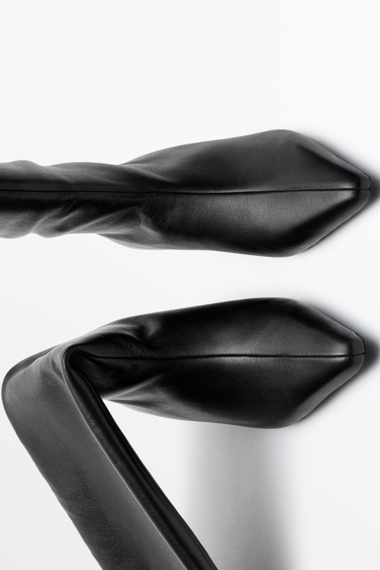 Leather wedge heel boot — BLACK