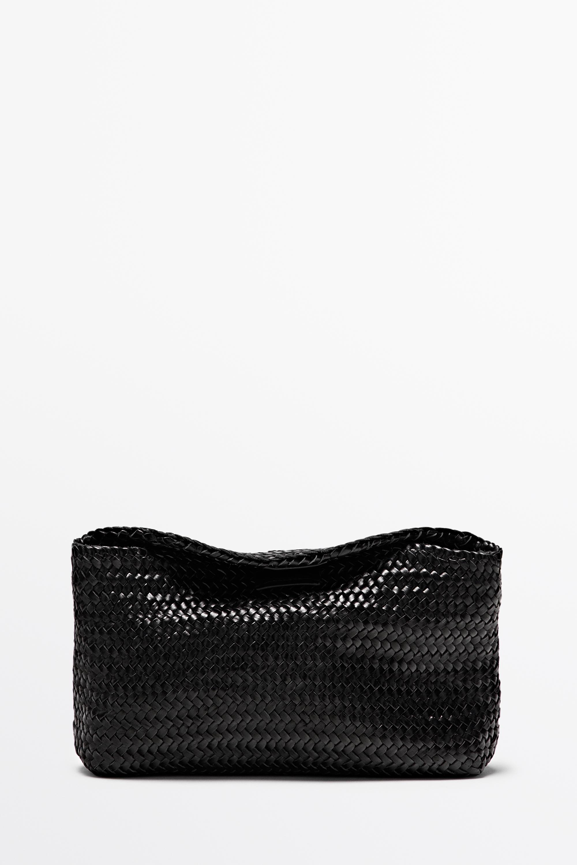 Braided nappa leather bag — BLACK