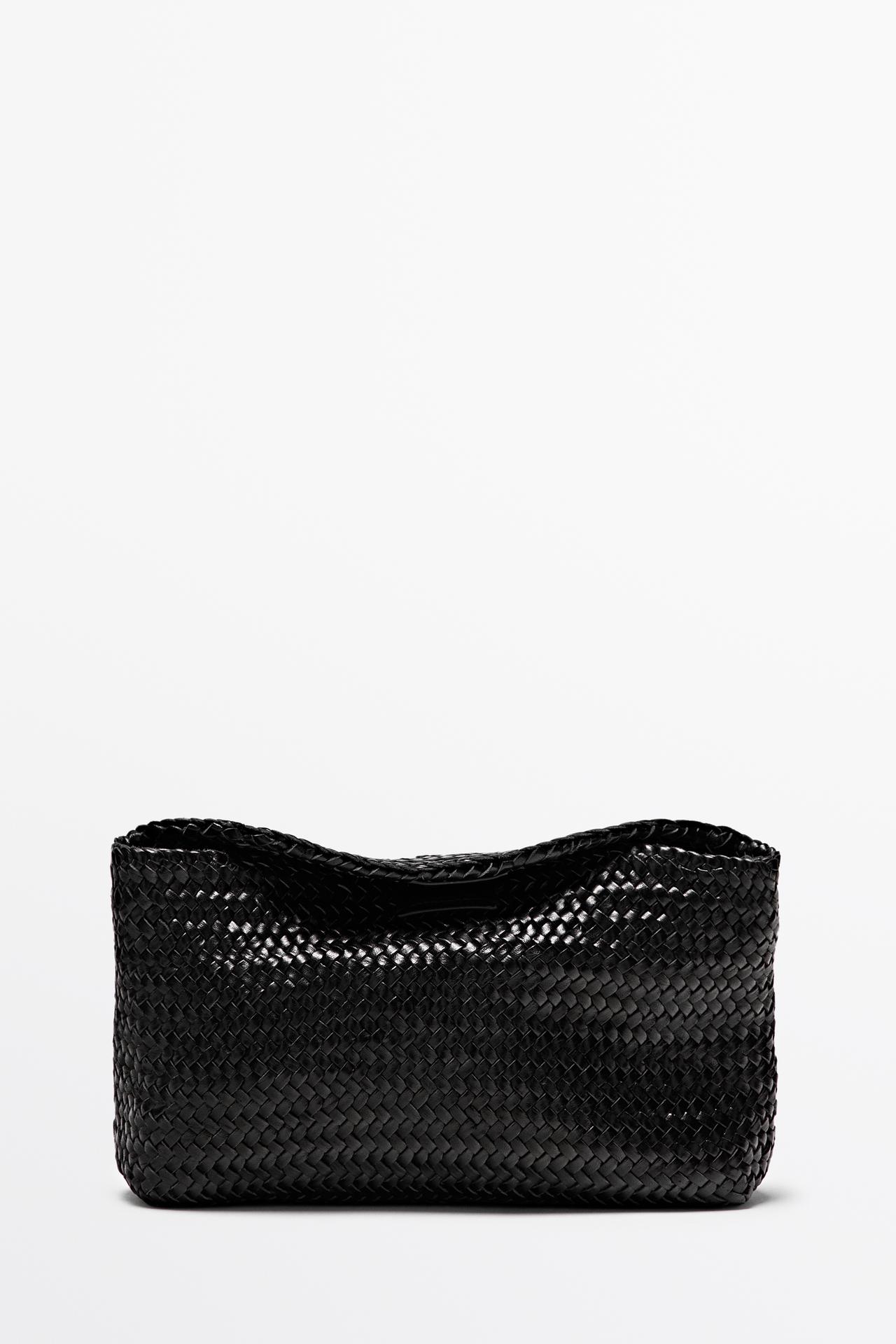 Braided nappa leather bag — BLACK
