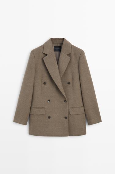 Medium wool blend double-breasted coat — BEIGE 2