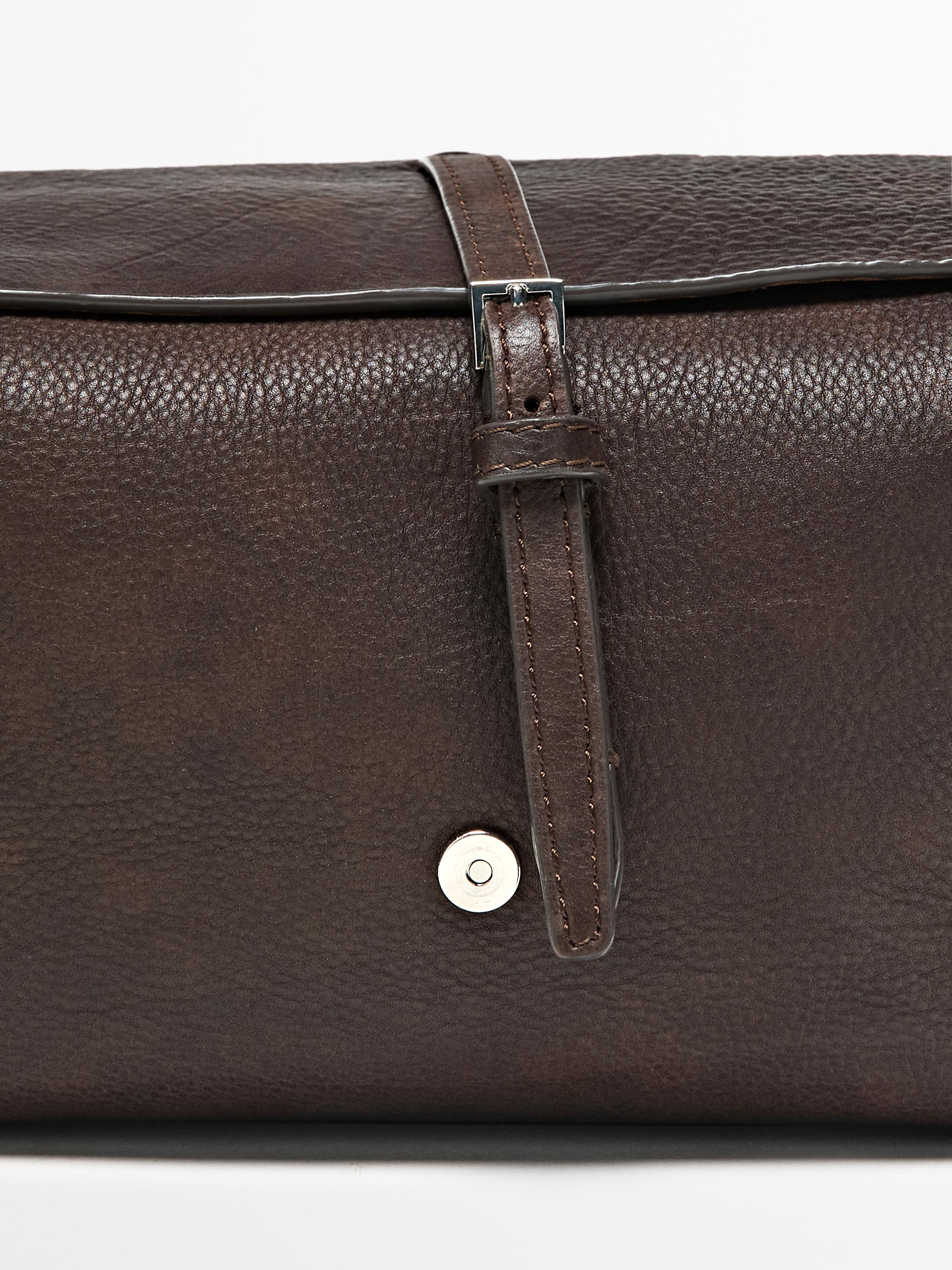 Nappa leather travel toiletry bag — BROWN