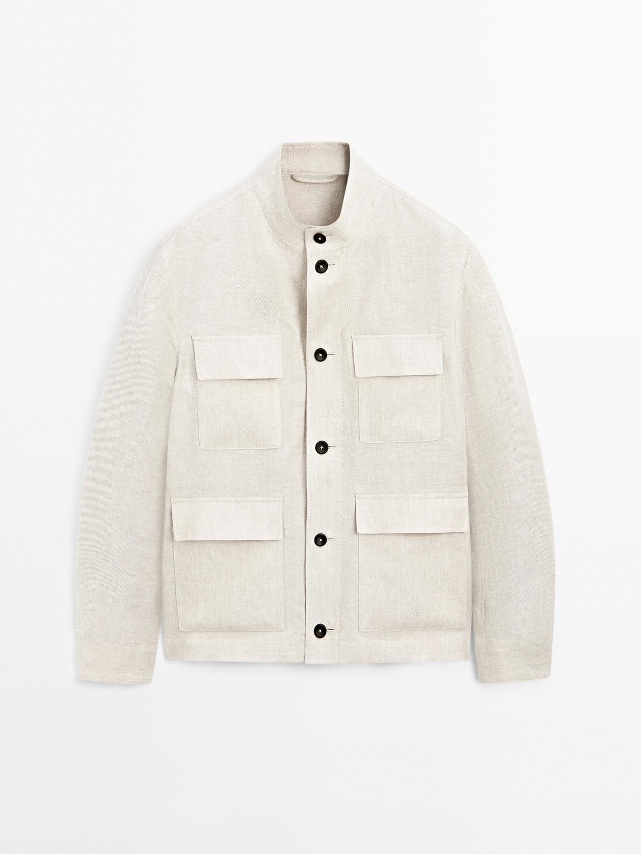 Massimo Dutti - Herre - Total Look-Overskjorte I Hør - Råhvid - M