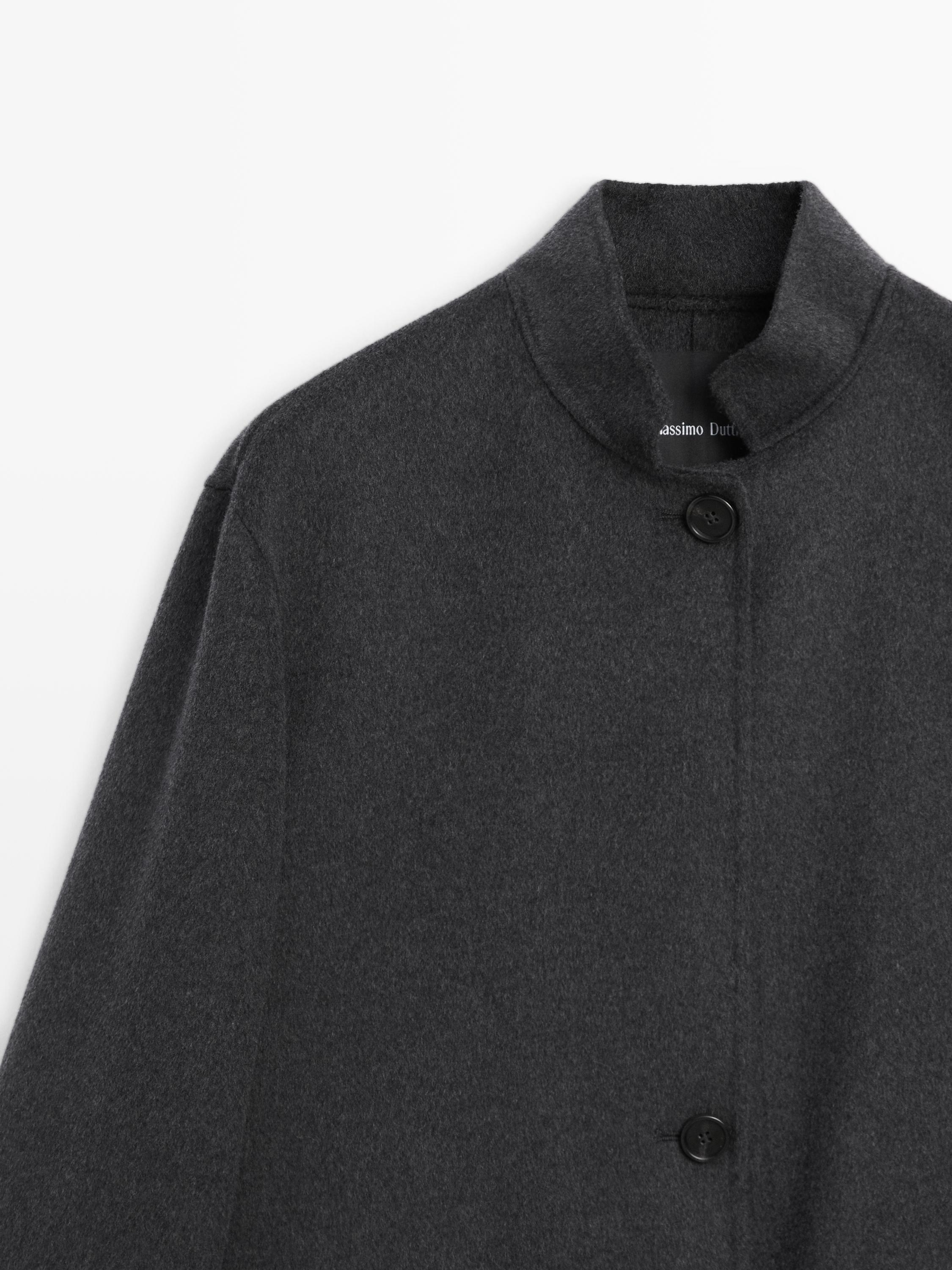 Manteau à col montant en laine mélangée