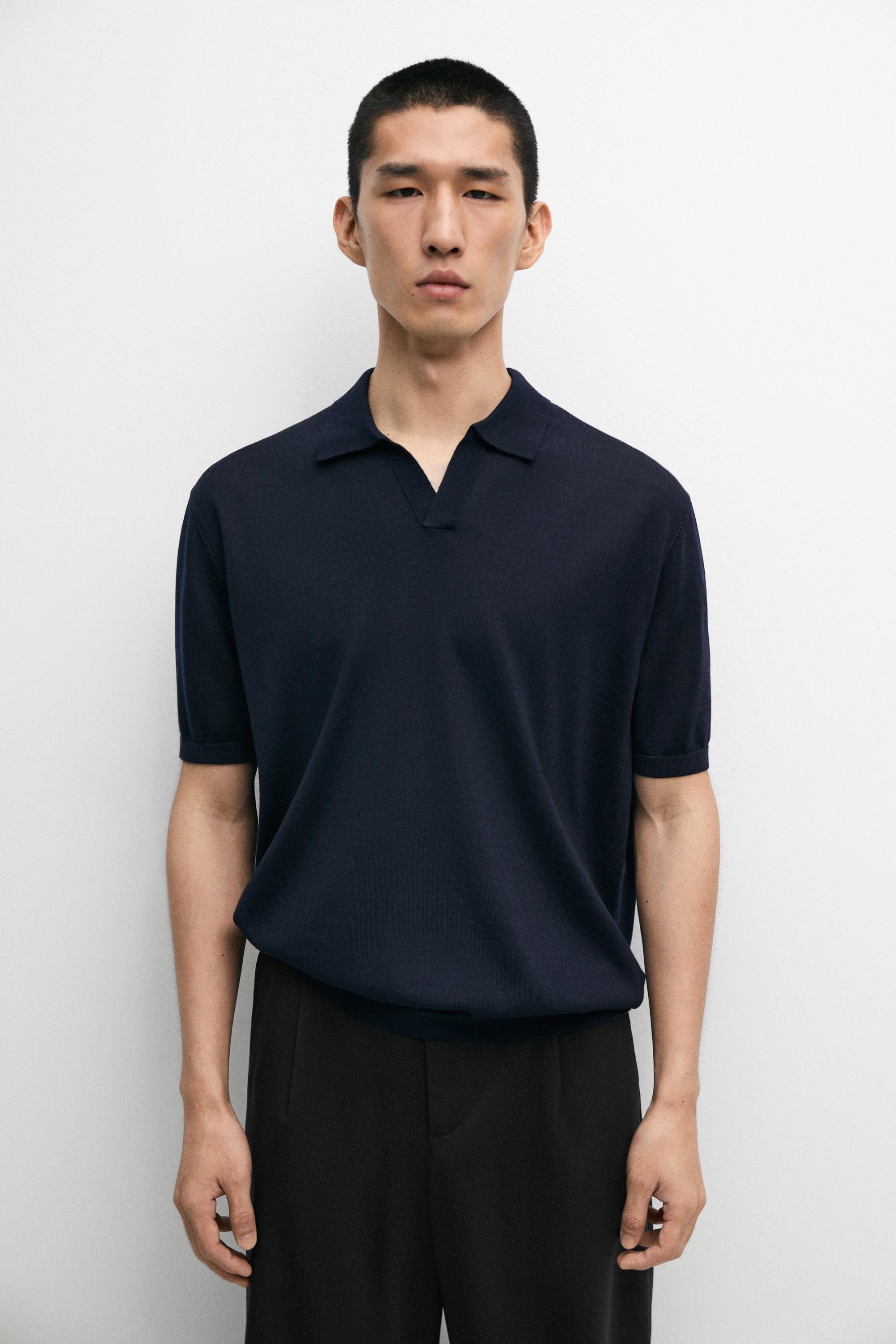 Polo en maille de laine mélangée à manches courtes