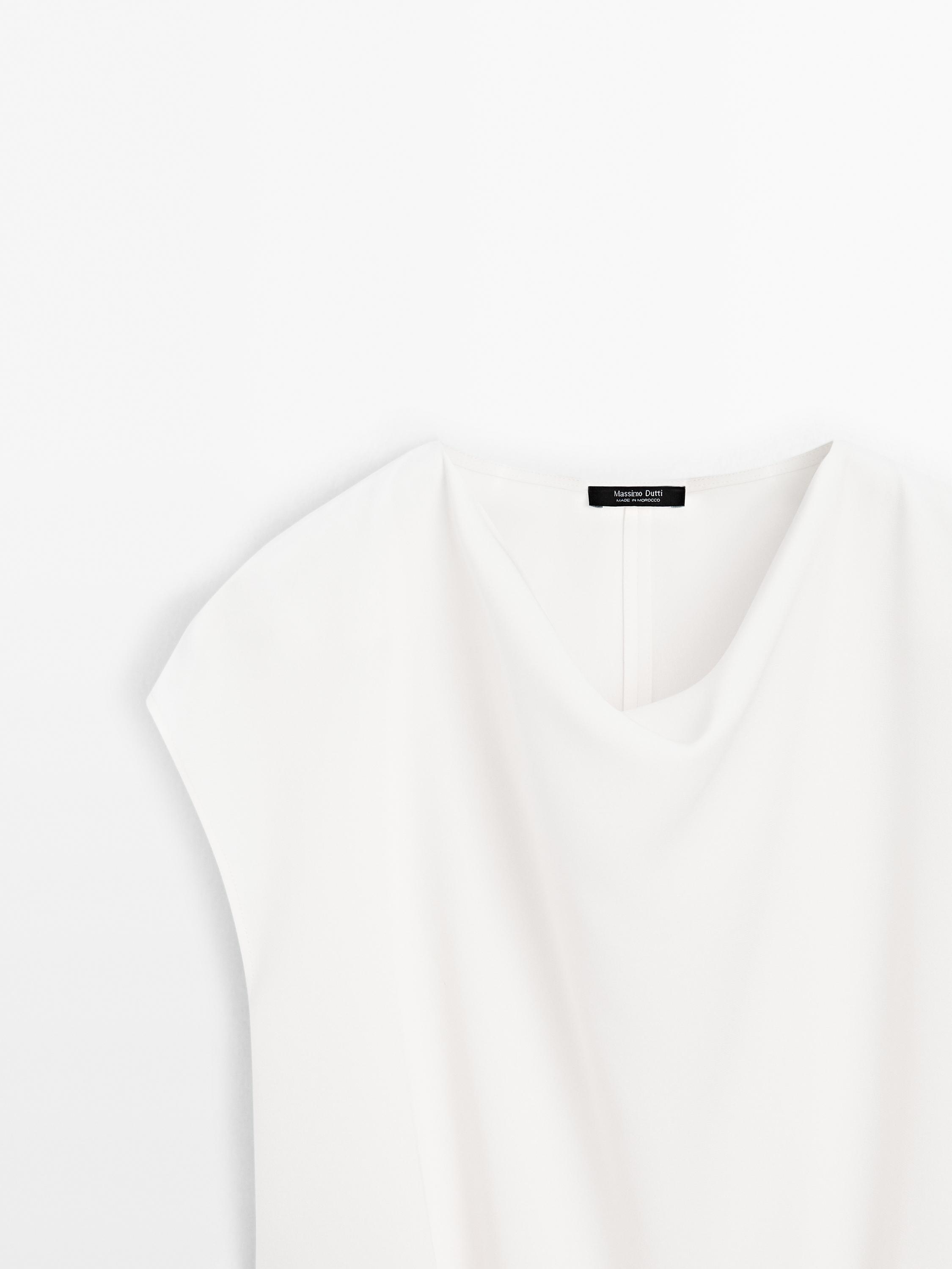 Crepe top with cowl neckline