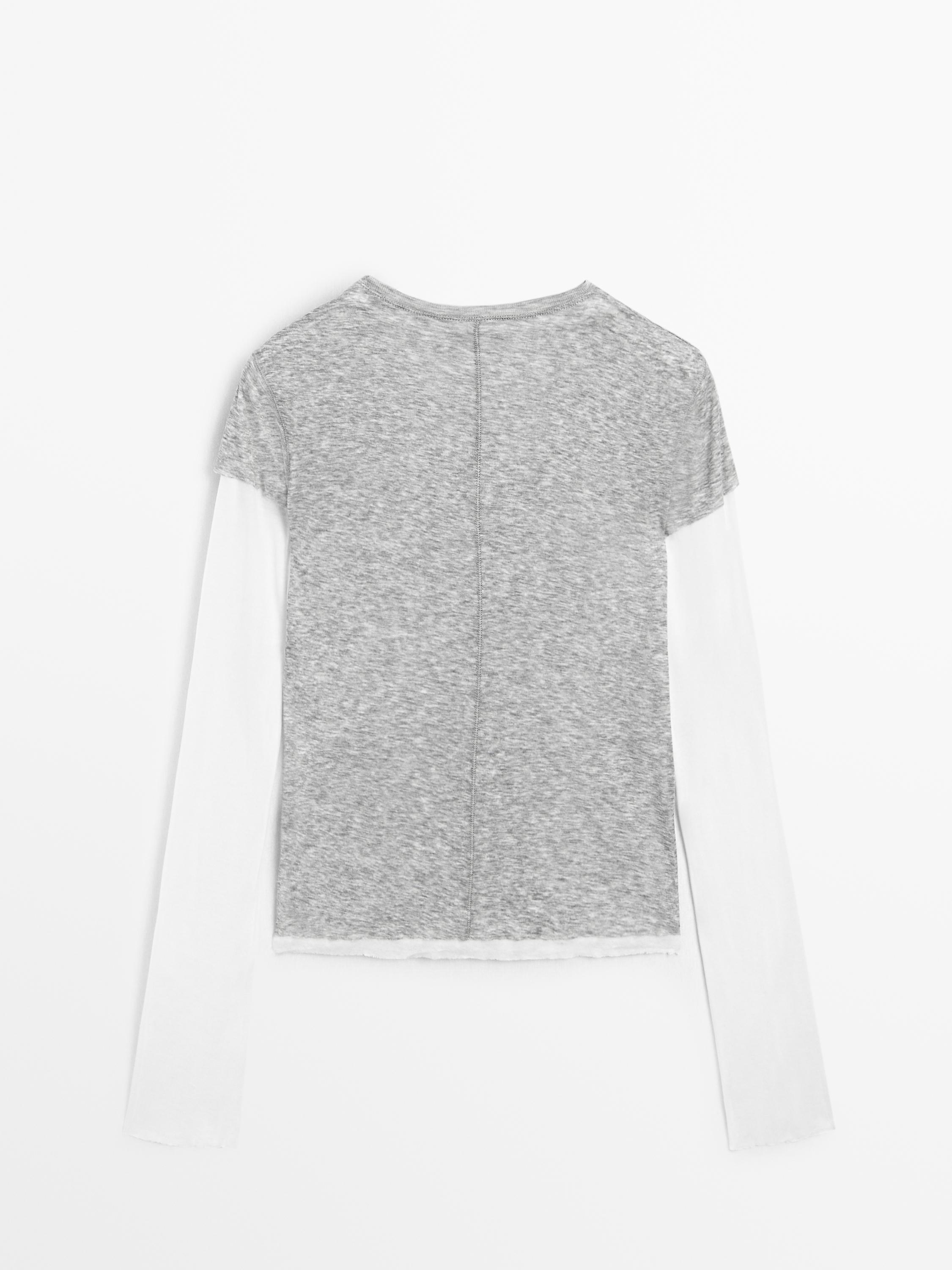Double-layer cotton blend T-shirt
