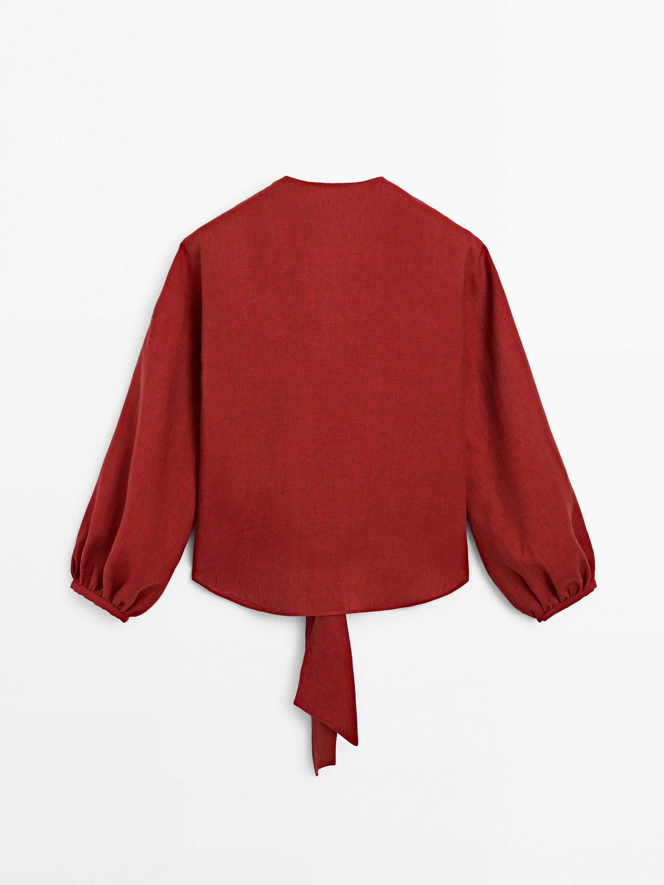 Blůza ze 100% lnu s detailem vázačky