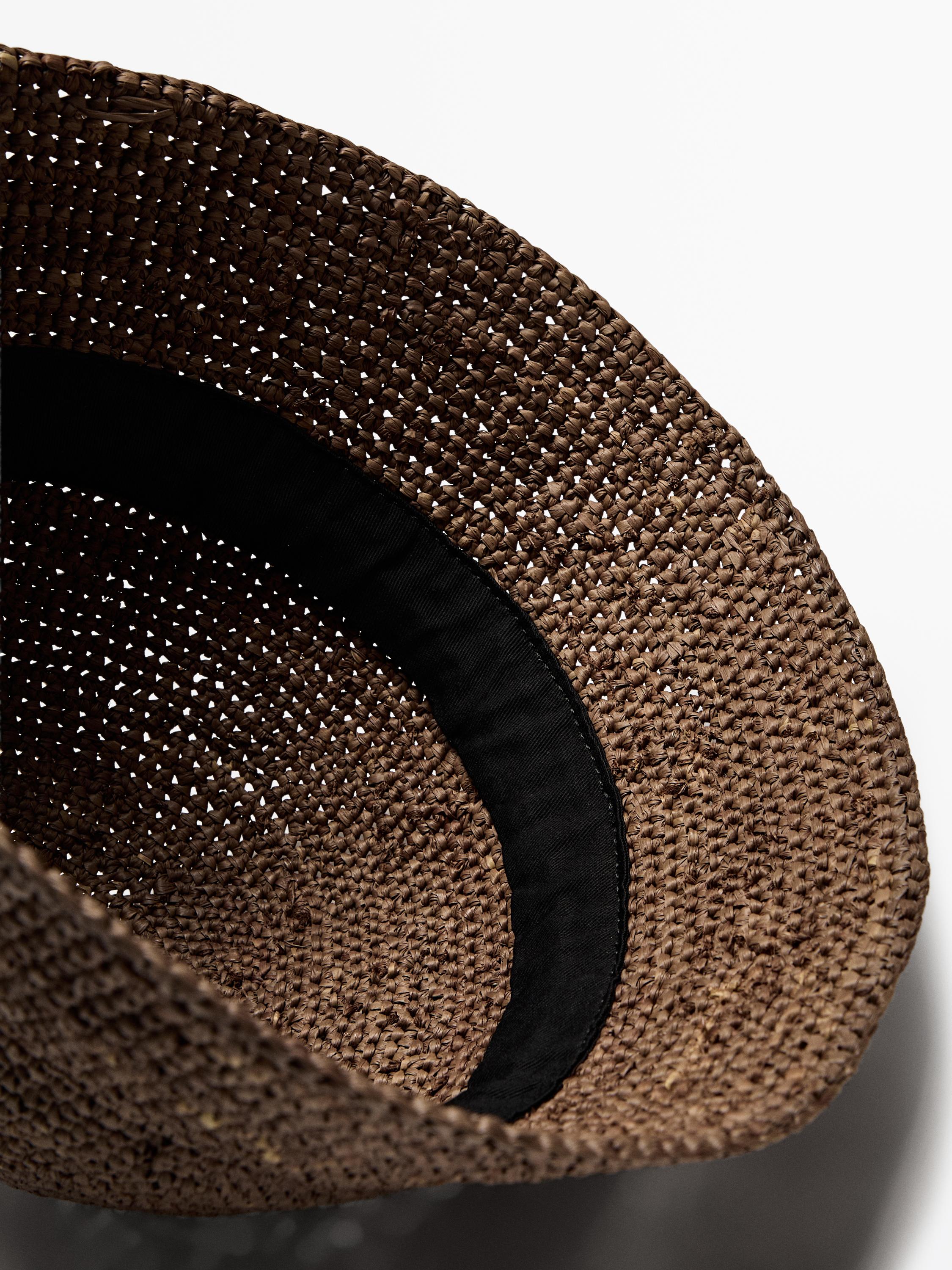 Small 100% raffia bucket hat — GREEN