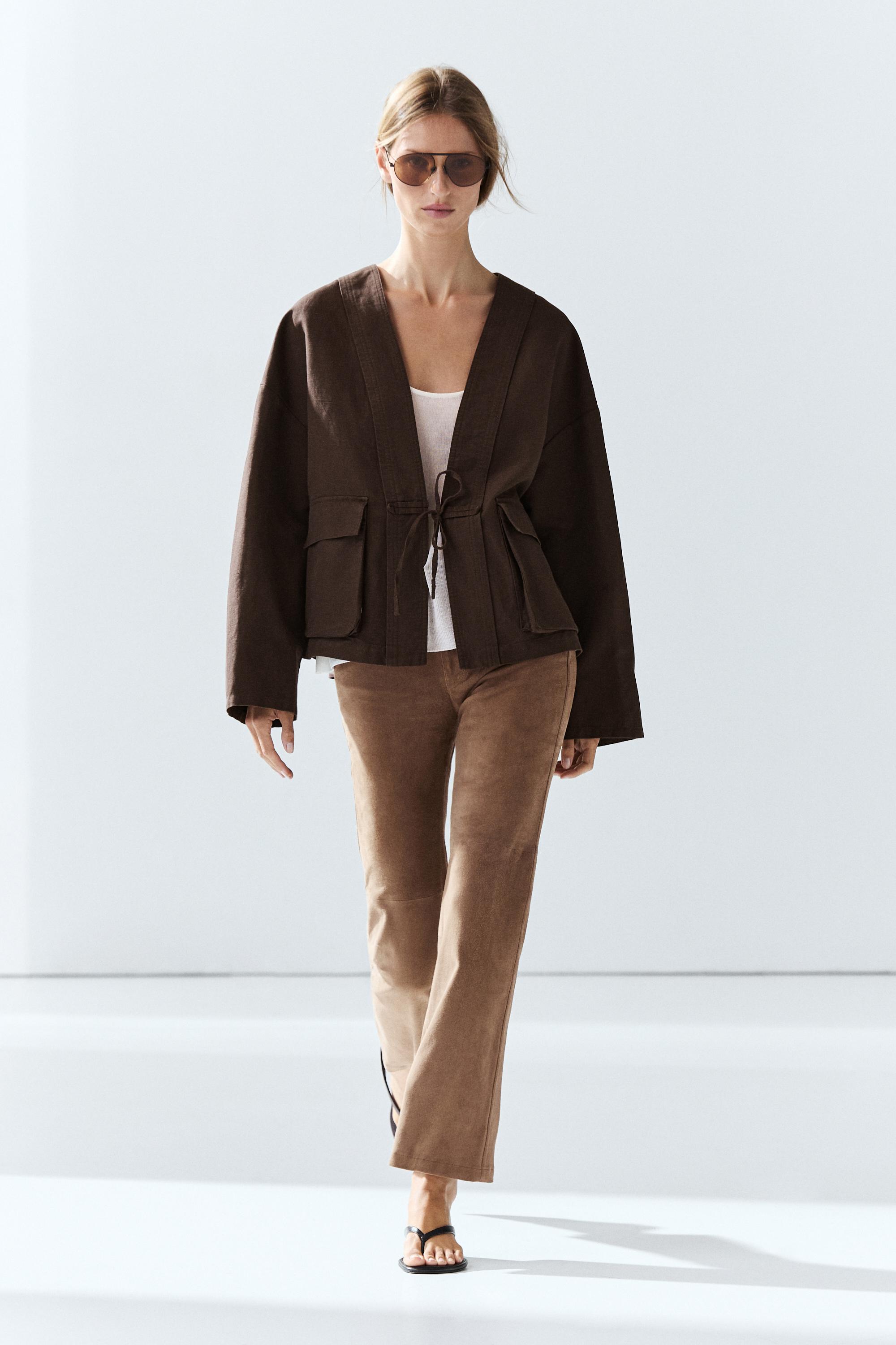Cotton and linen pocket kimono