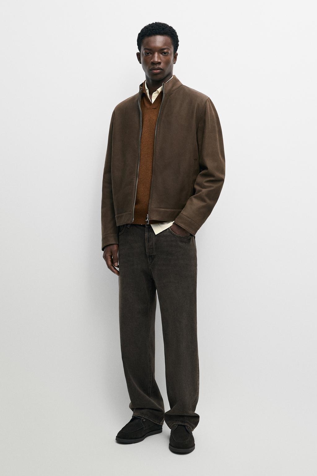 Massimo Dutti Yaxalı detallı nappa dəri gödəkçə