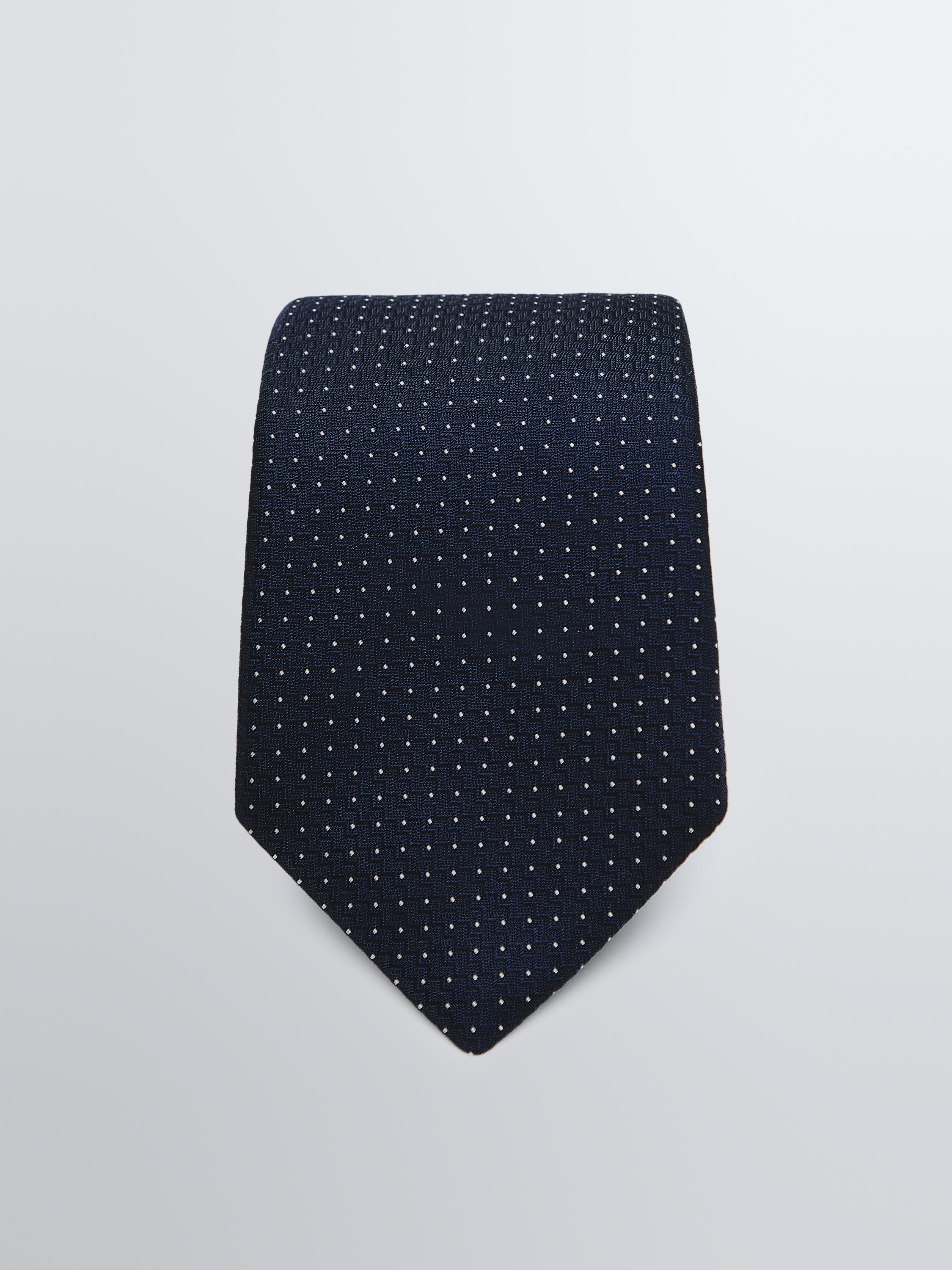 100% silk polka dot tie — NAVY BLUE