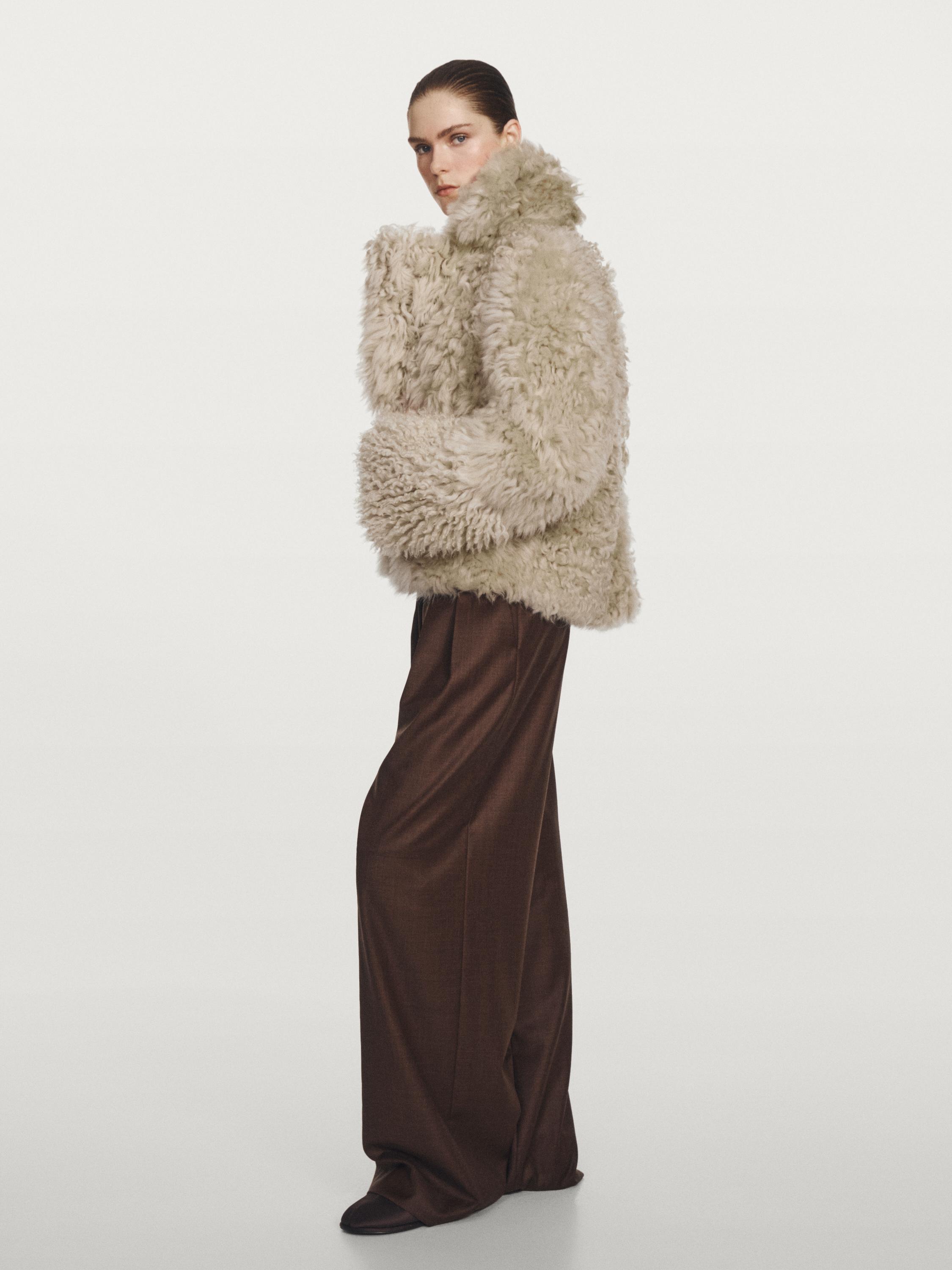 Short leather coat with fur - STUDIO — CREAM