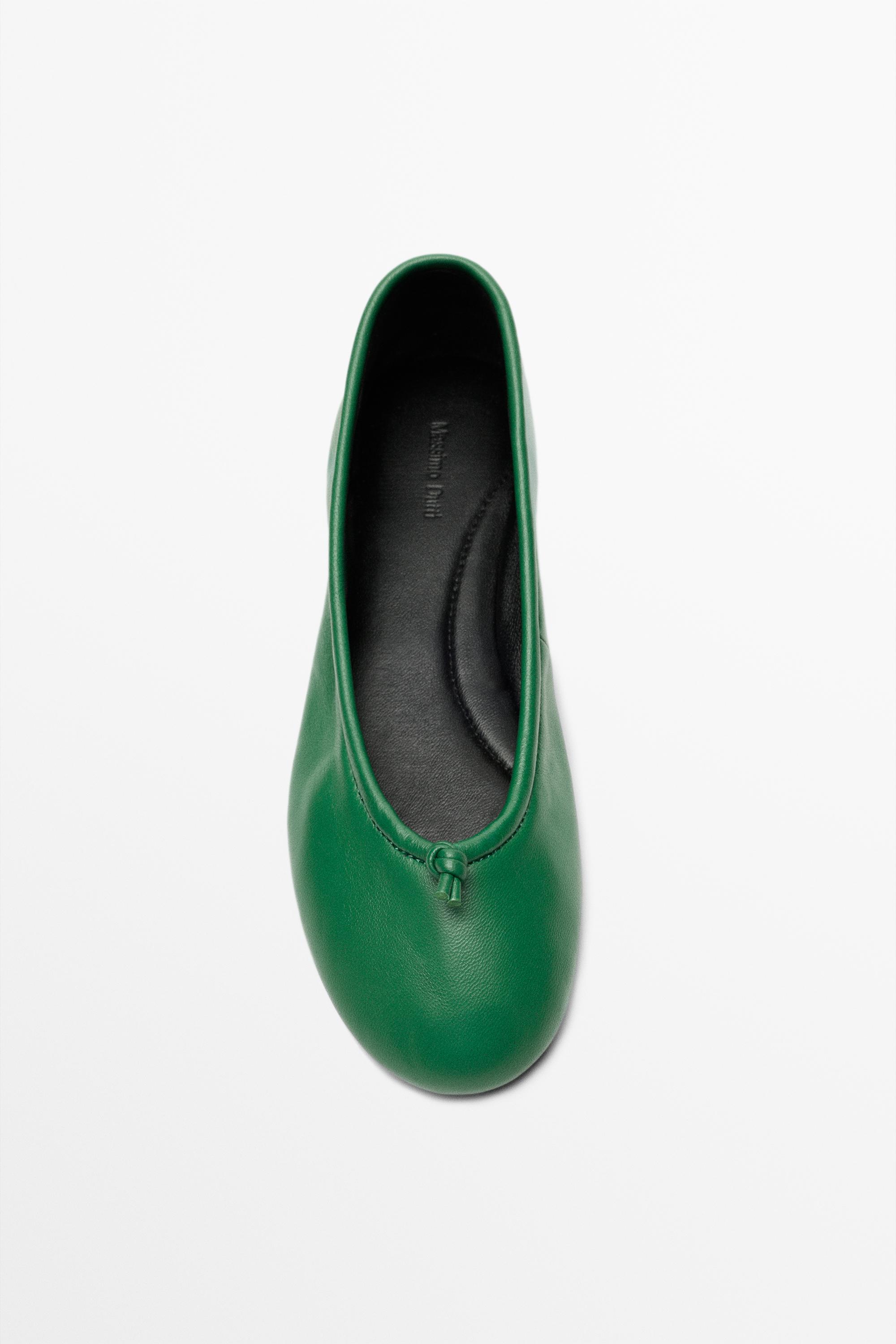 Leather knot ballet flat — GREEN