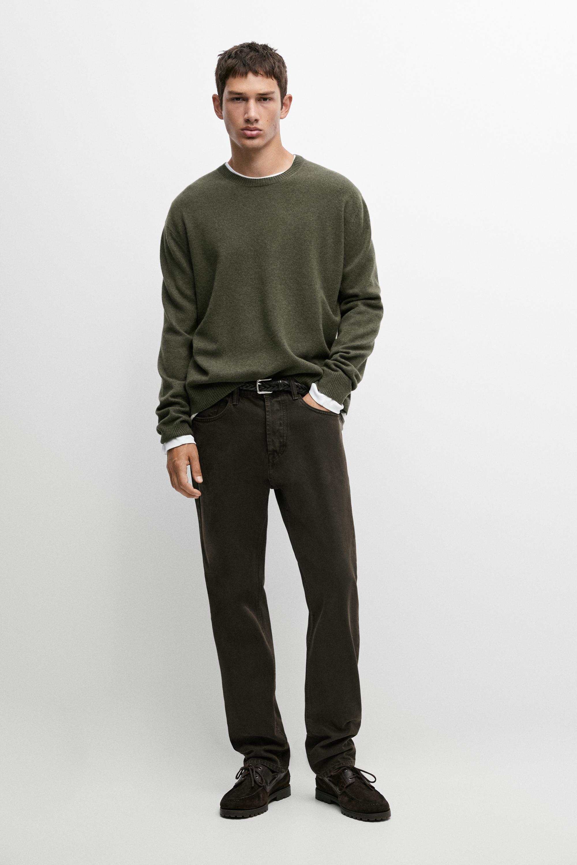 Wool blend round neck knit sweater
