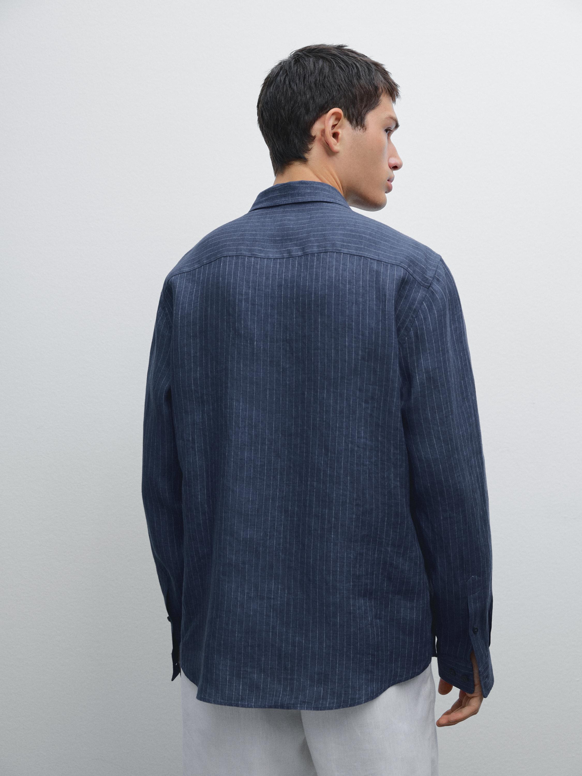 Regular fit избледена ленена кошула