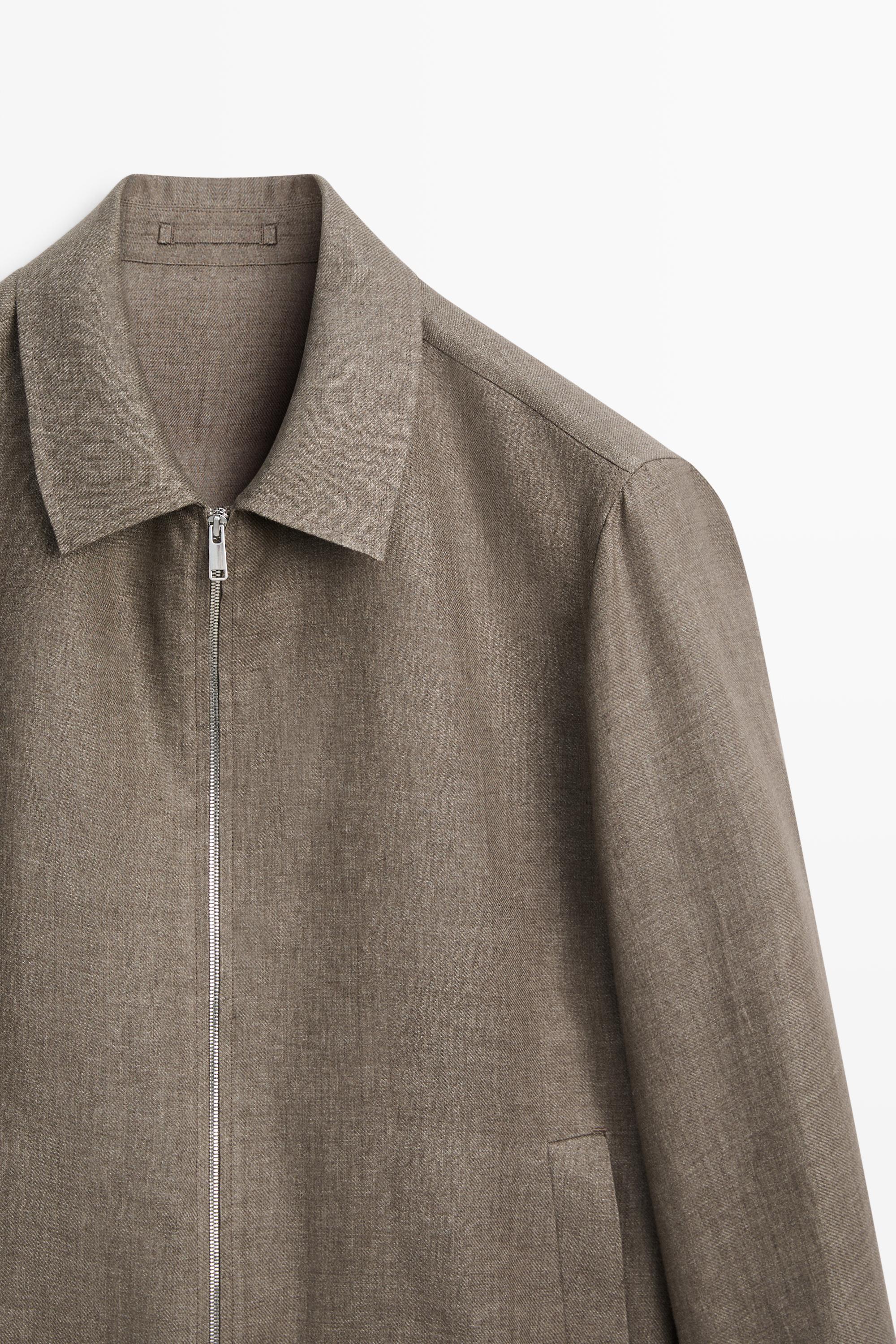 Faded linen total look jacket — GREENISH