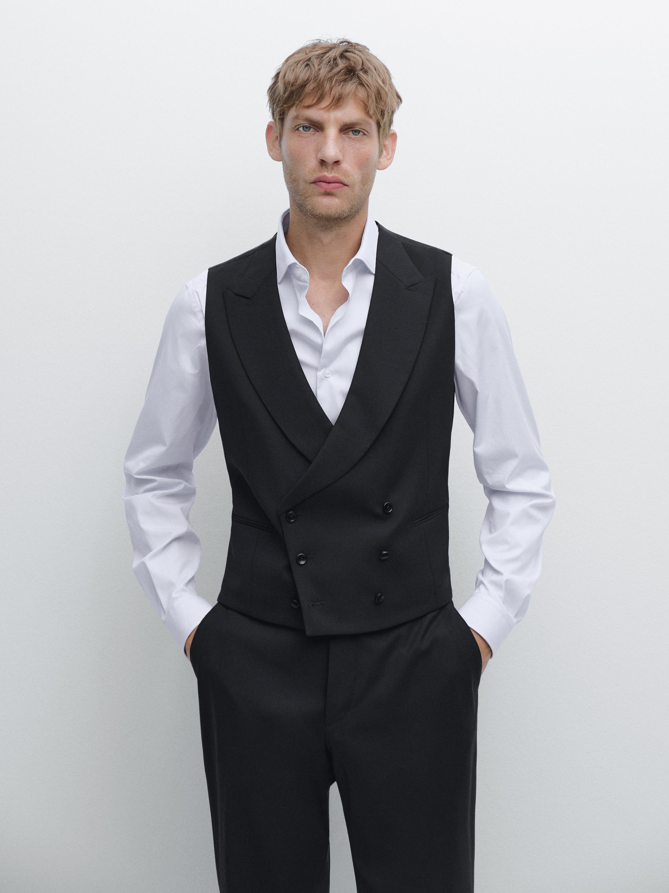 Wool blend suit waistcoat