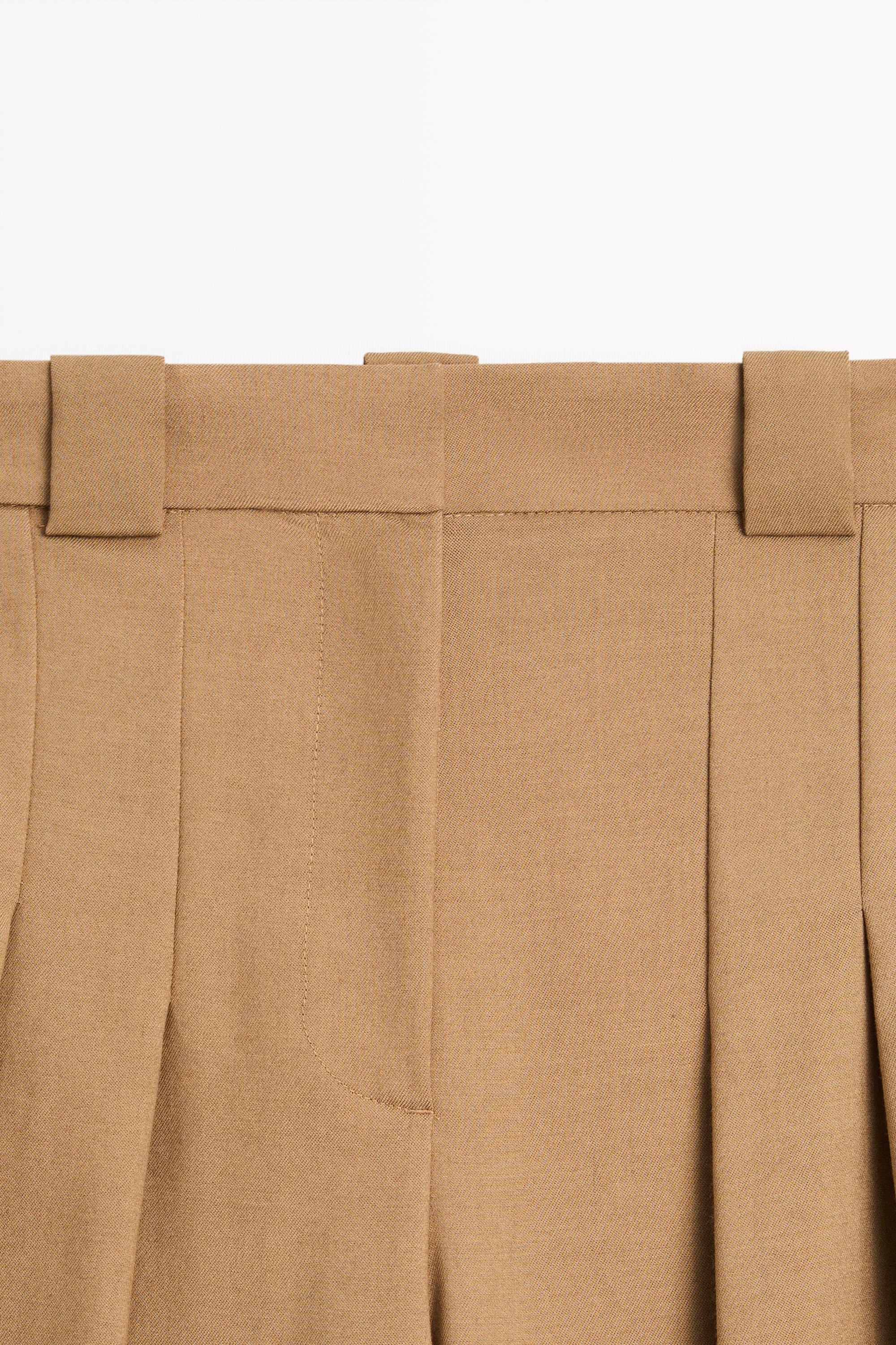 Pleated wool-blend pants — CAMEL