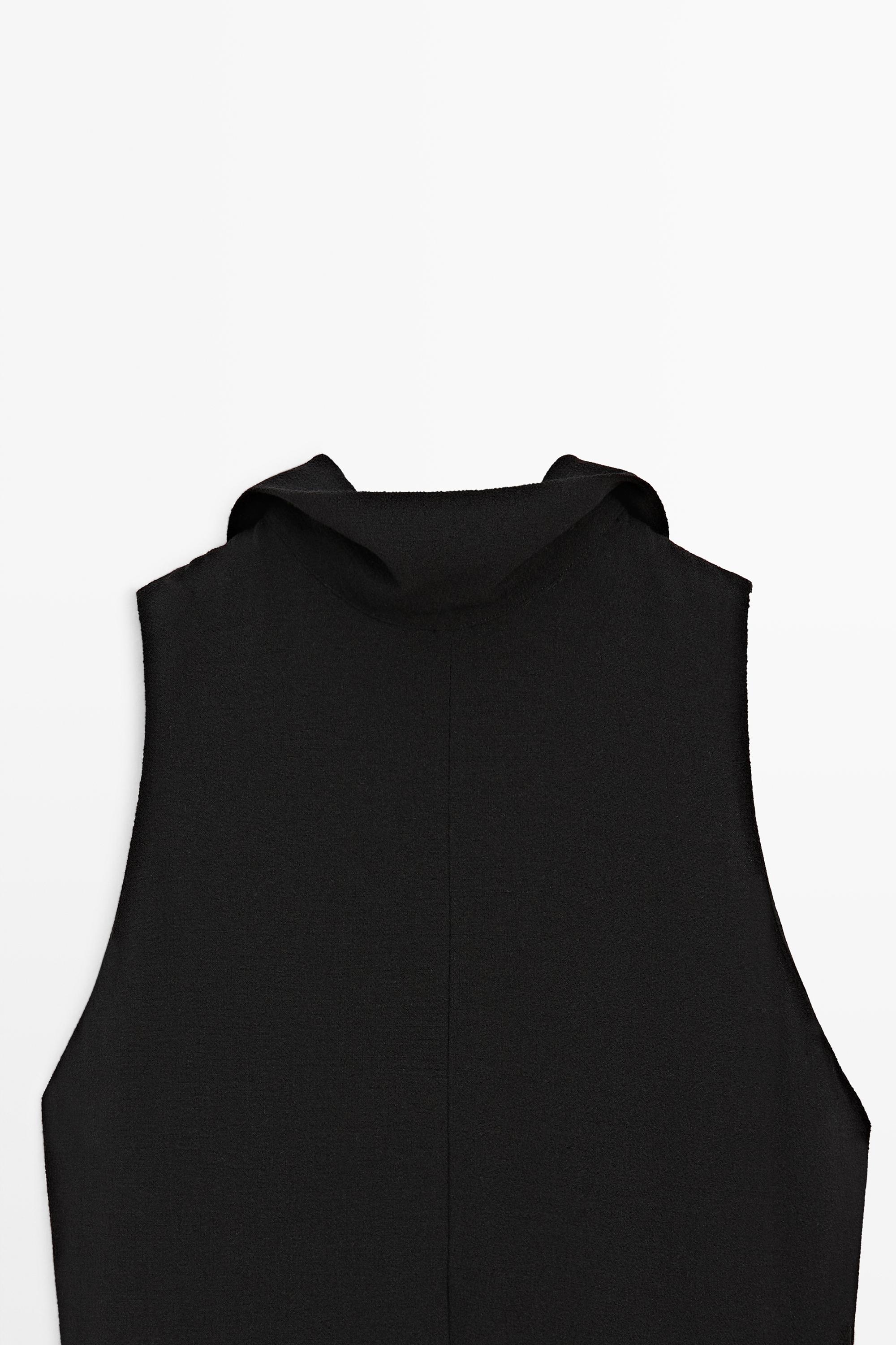 Halter neck midi dress with tie detail — BLACK