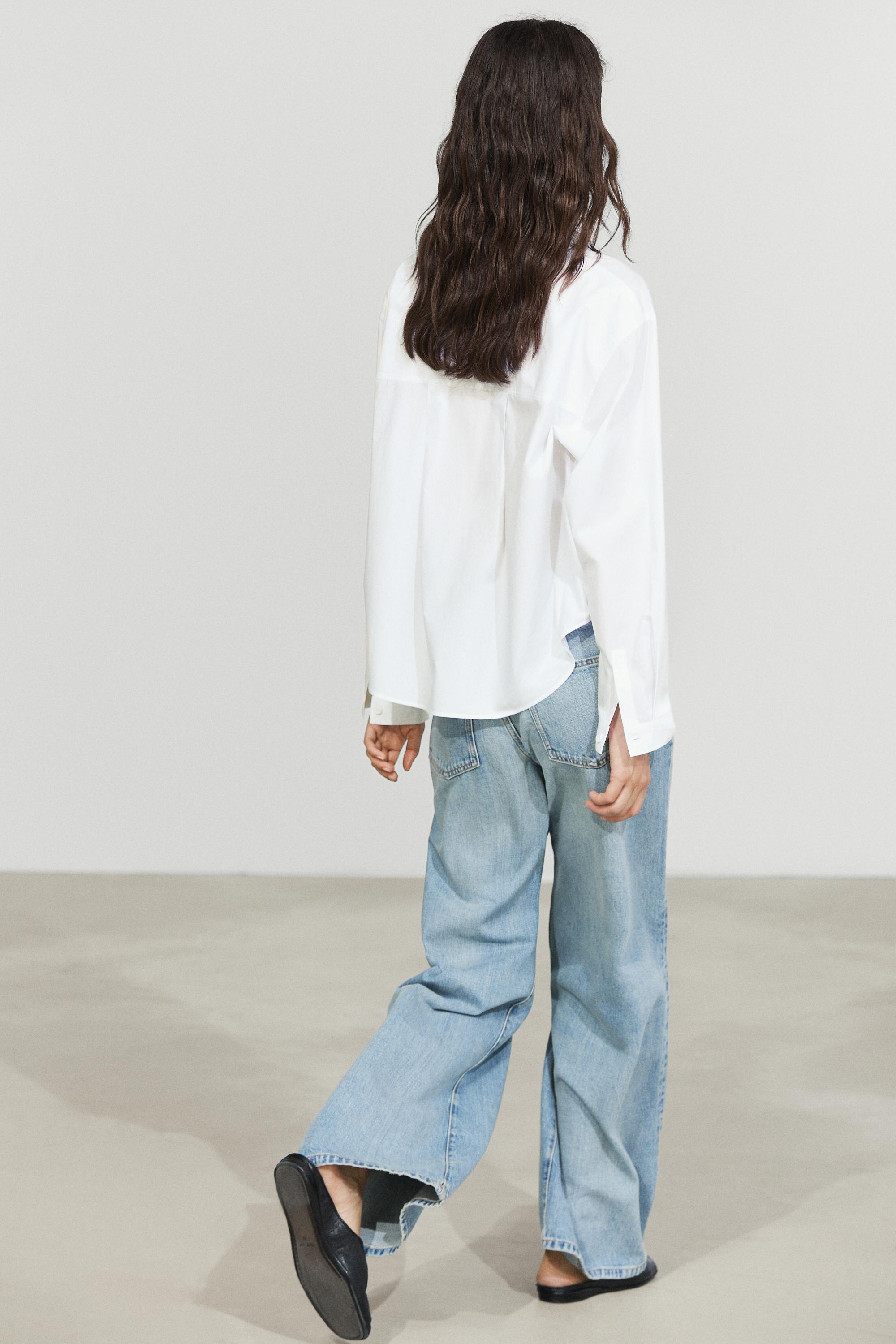 100% cotton poplin shirt with back detail — WHITE