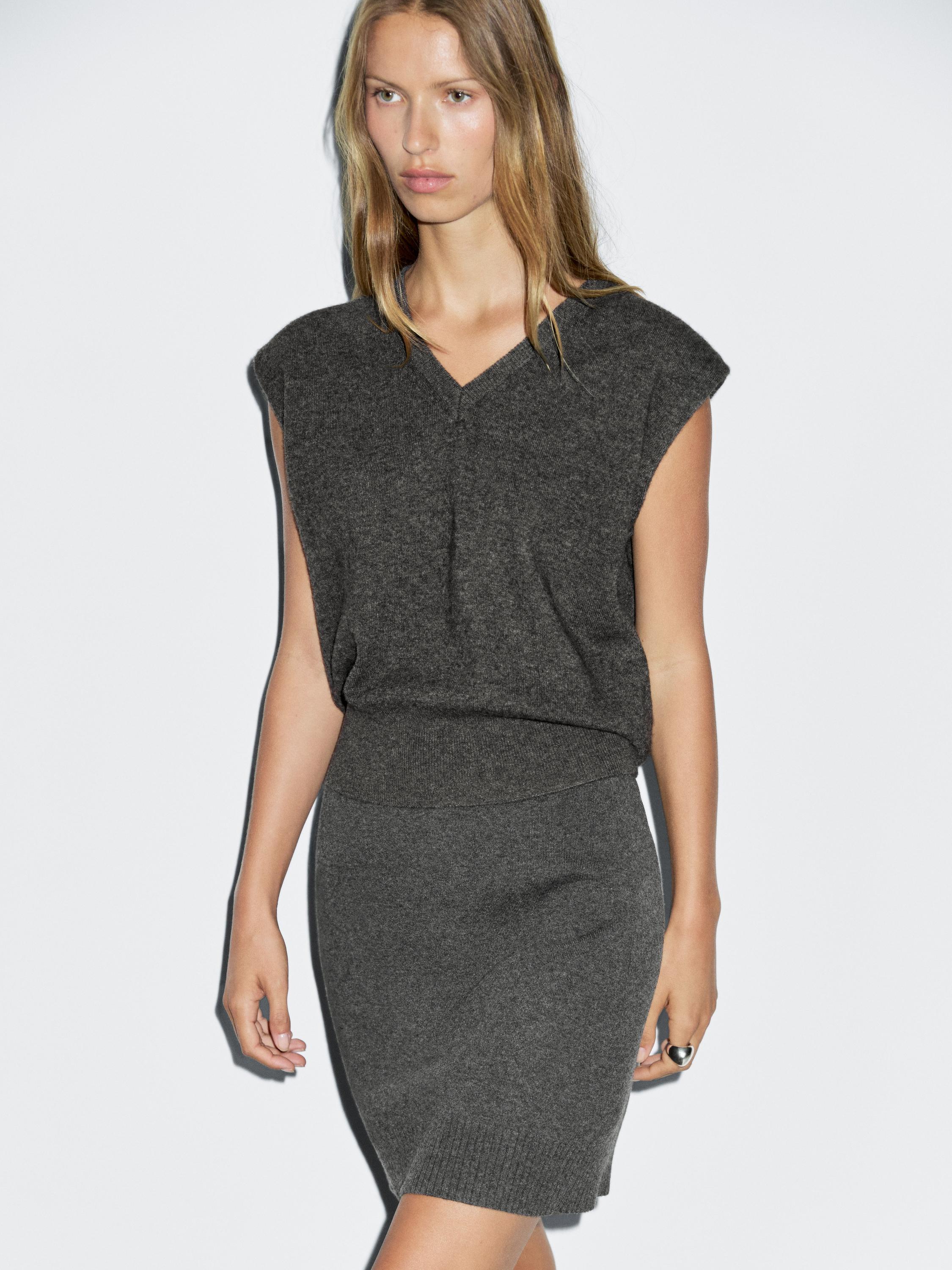 Wool blend mini skirt