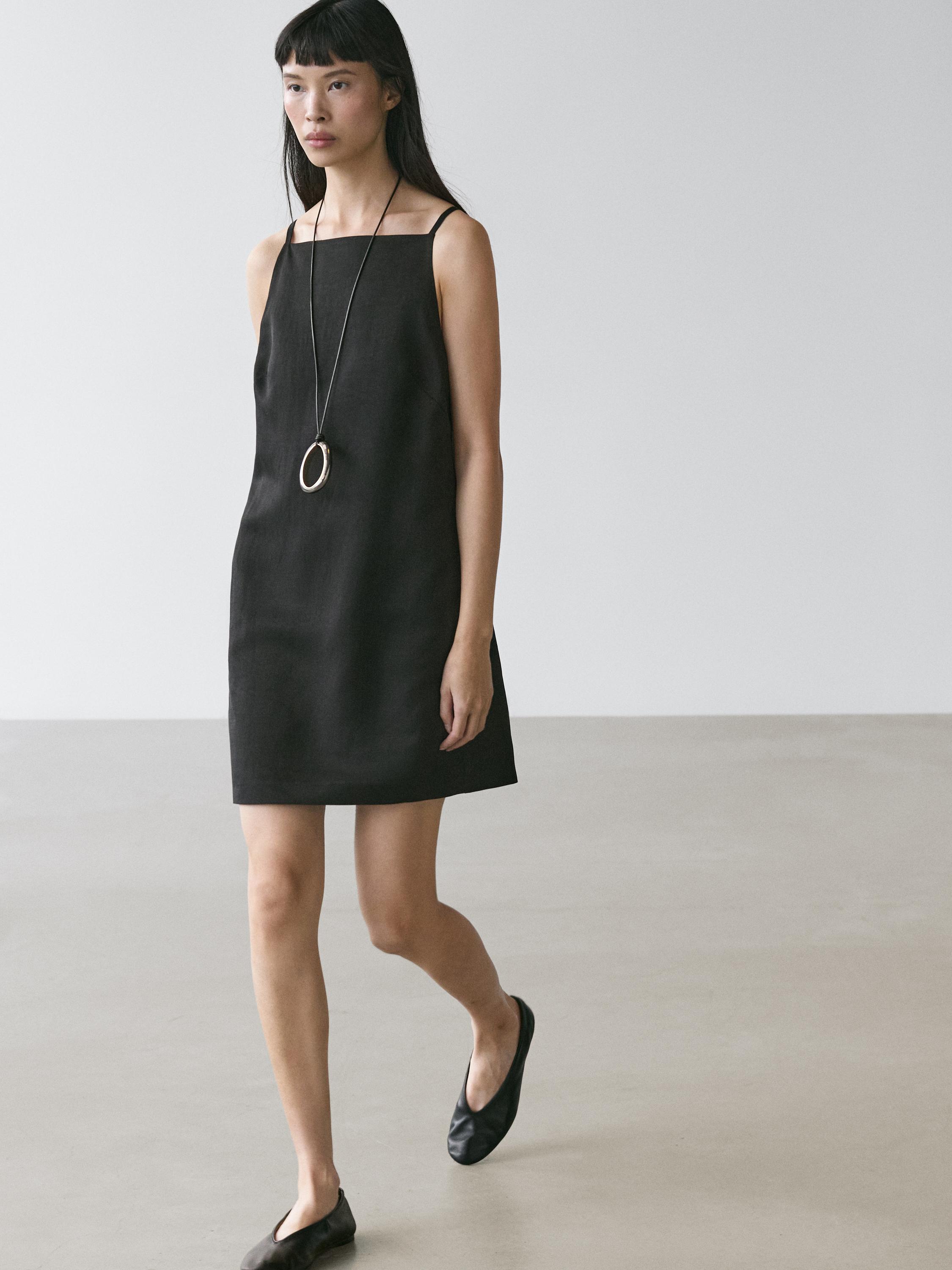 Thin strap mini dress — BLACK