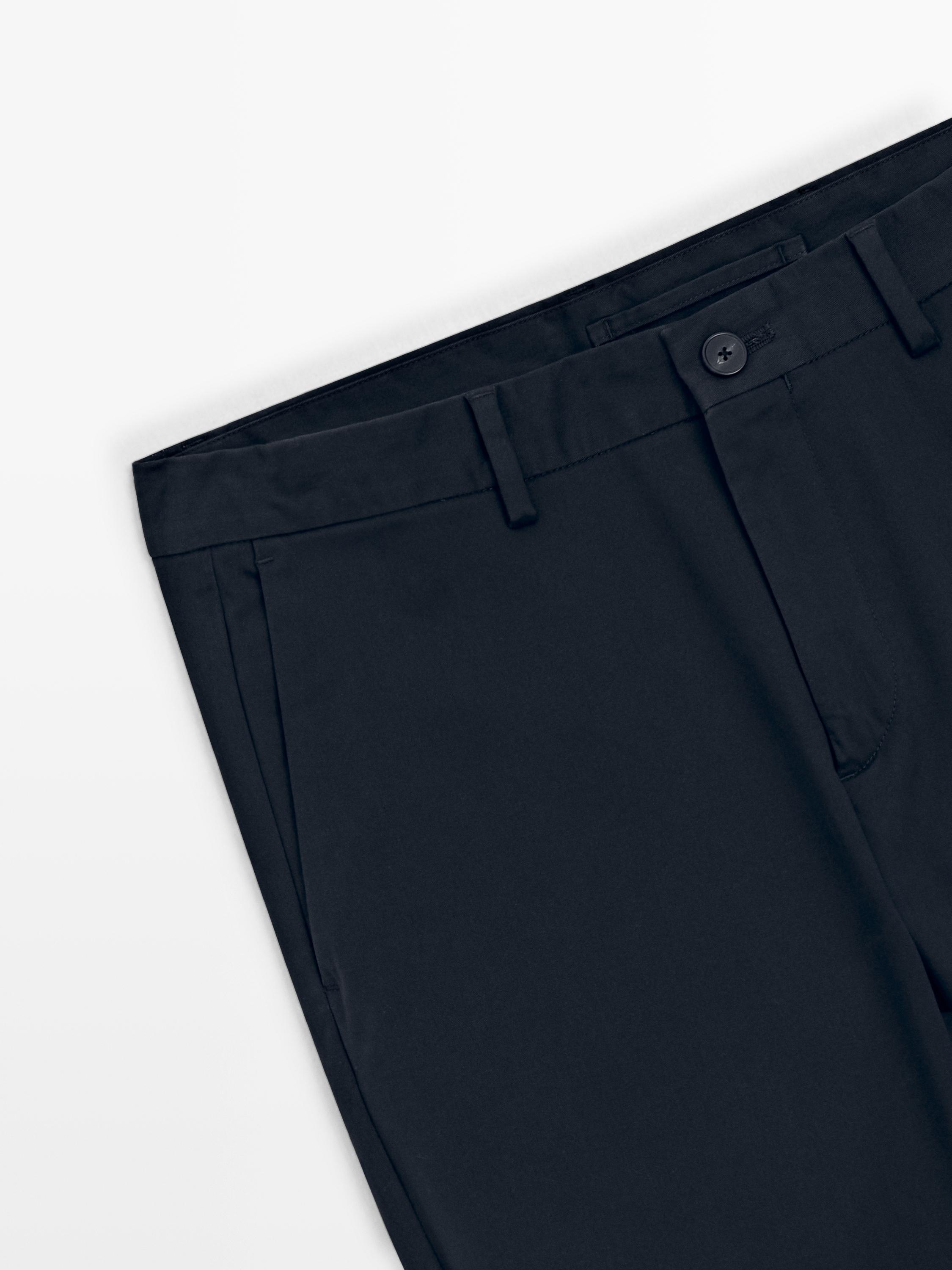 Slim fit cotton trousers — NAVY BLUE