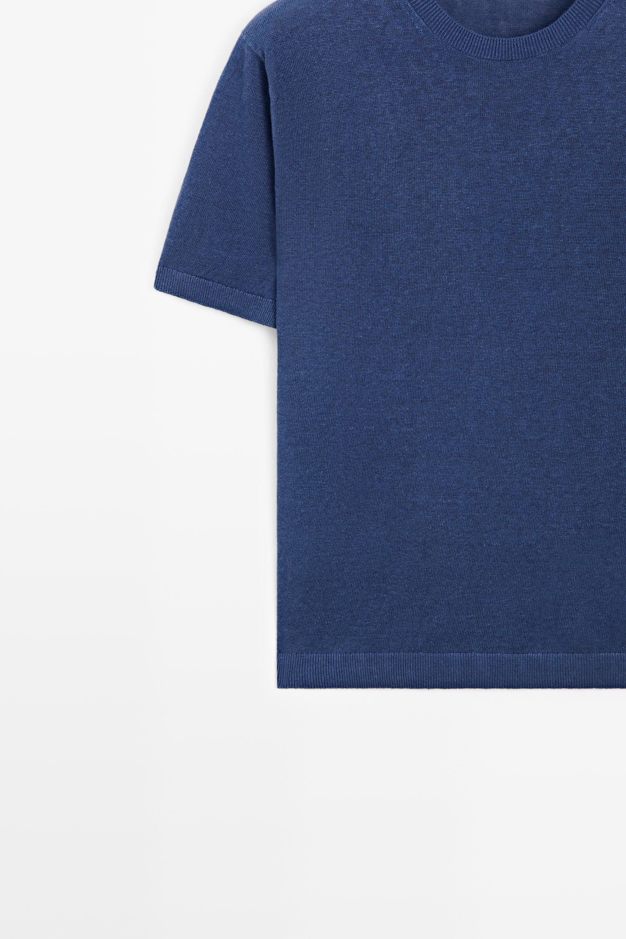 Lightweight 100% linen knit T-shirt — BLUISH